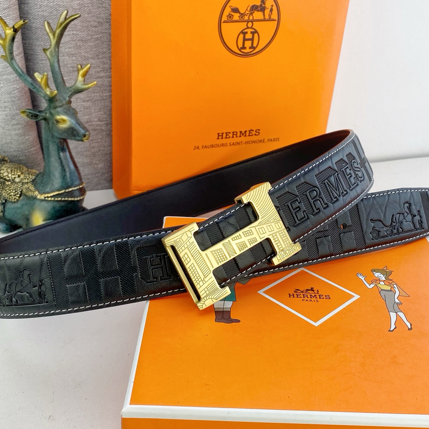 爱马仕💕 特种皮腰带系列 ，原厂五金精品不锈钢扣，手感柔软舒适 宽3.8CM。