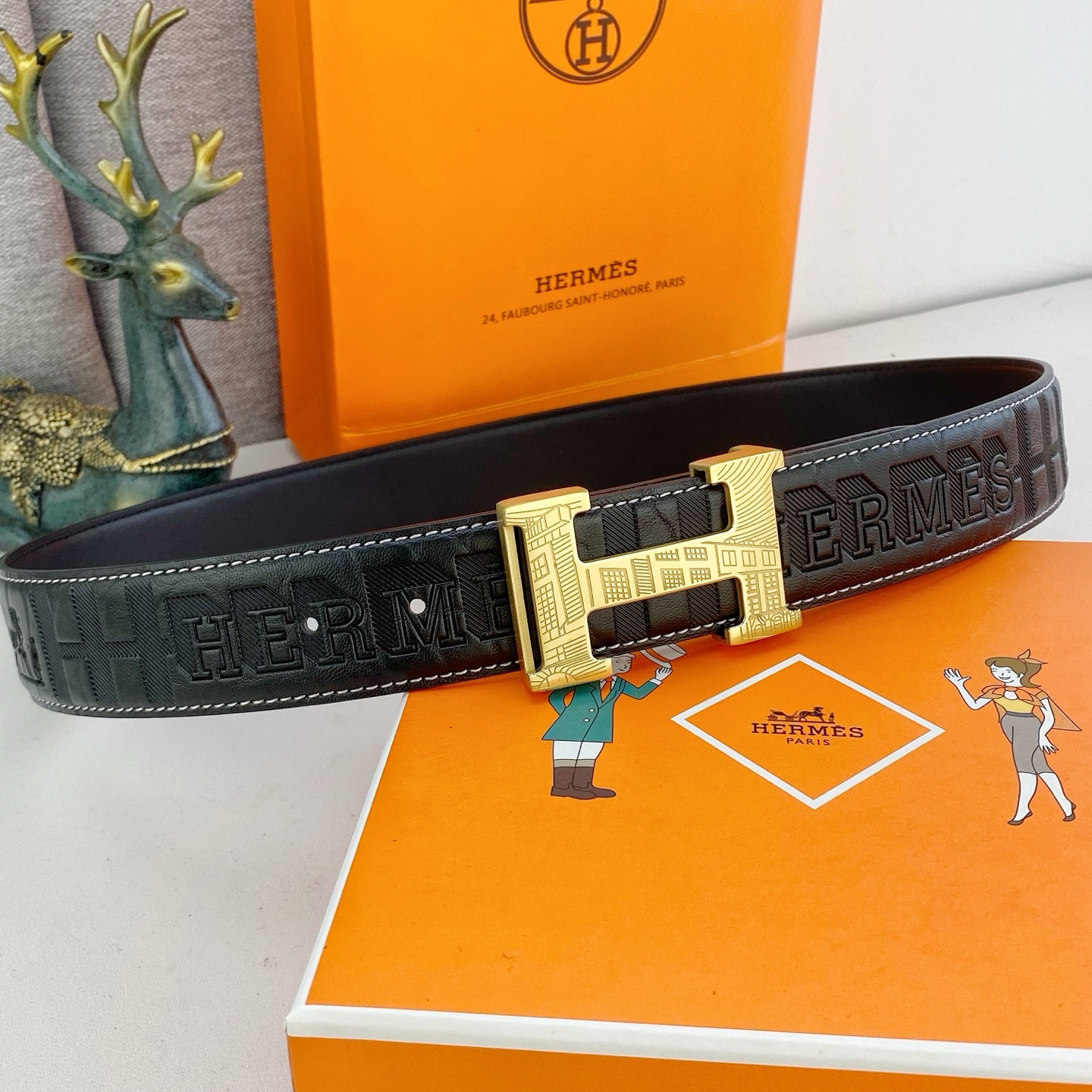 爱马仕💕 特种皮腰带系列 ，原厂五金精品不锈钢扣，手感柔软舒适 宽3.8CM。