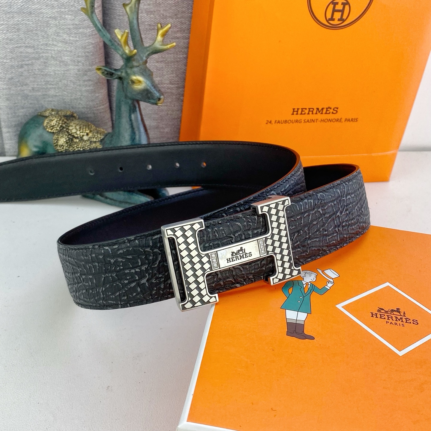 爱马仕💕 特种皮腰带系列 ，原厂五金精品不锈钢钻💎扣，手感柔软舒适 宽3.8CM。