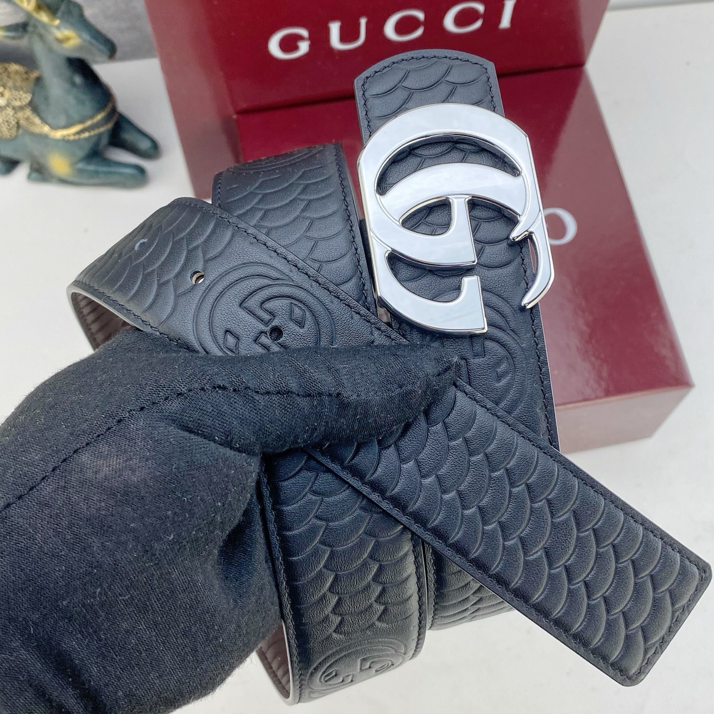 古奇💕 特种皮腰带系列 ，原厂五金精品不锈钢扣，手感柔软舒适 宽3.8CM。