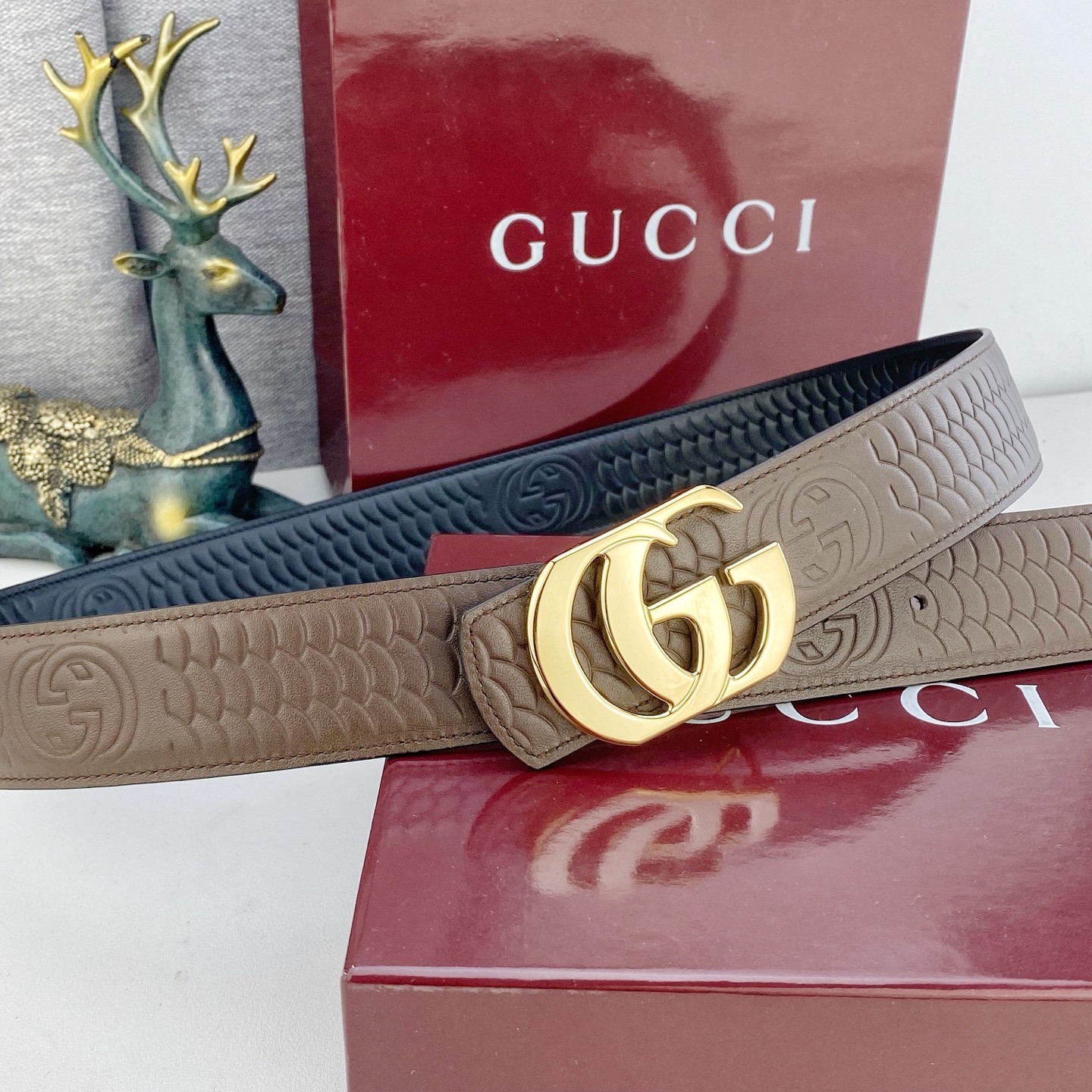 古奇💕 特种皮腰带系列 ，原厂五金精品不锈钢扣，手感柔软舒适 宽3.8CM。