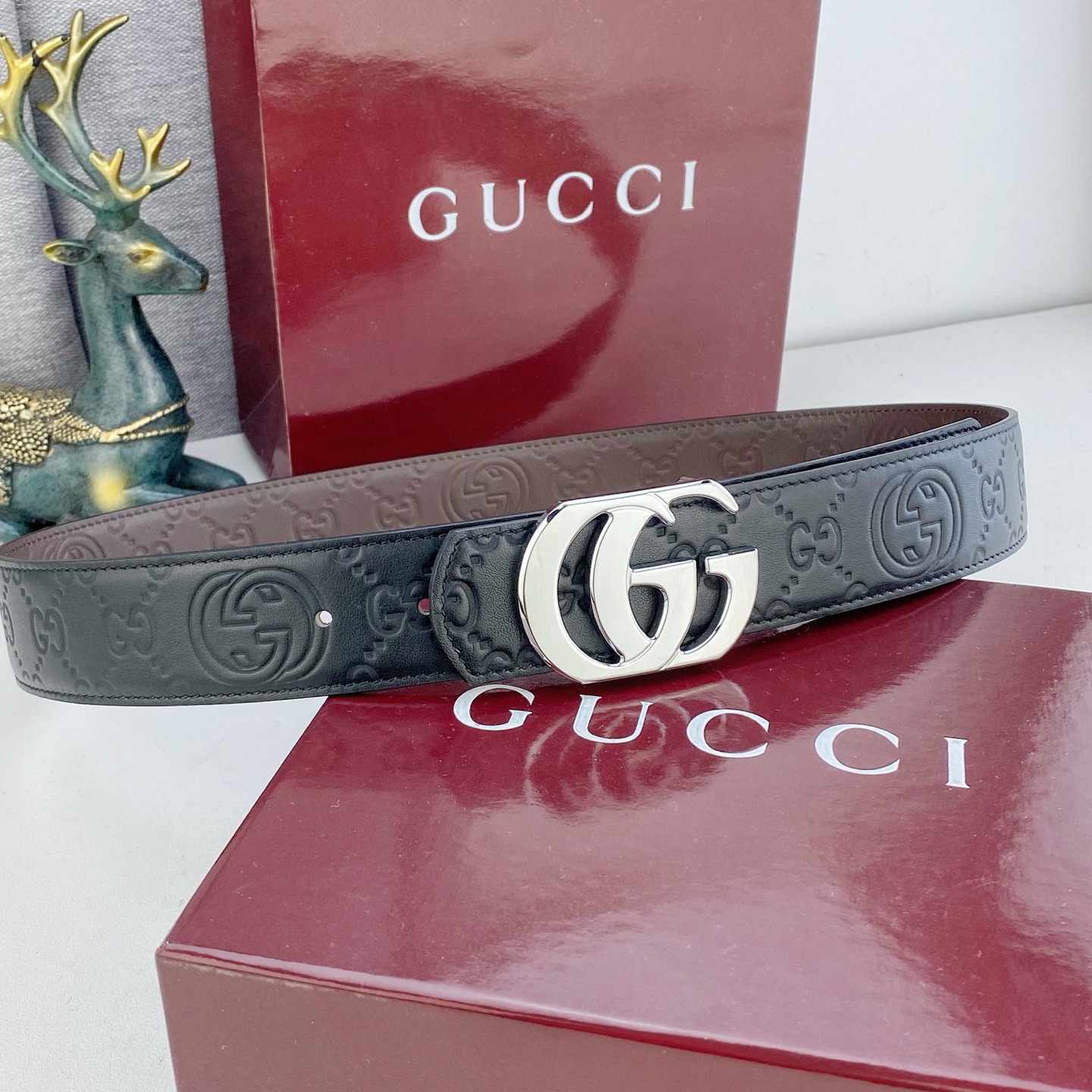 古奇💕 特种皮腰带系列 ，原厂五金精品不锈钢扣，手感柔软舒适 宽3.8CM。