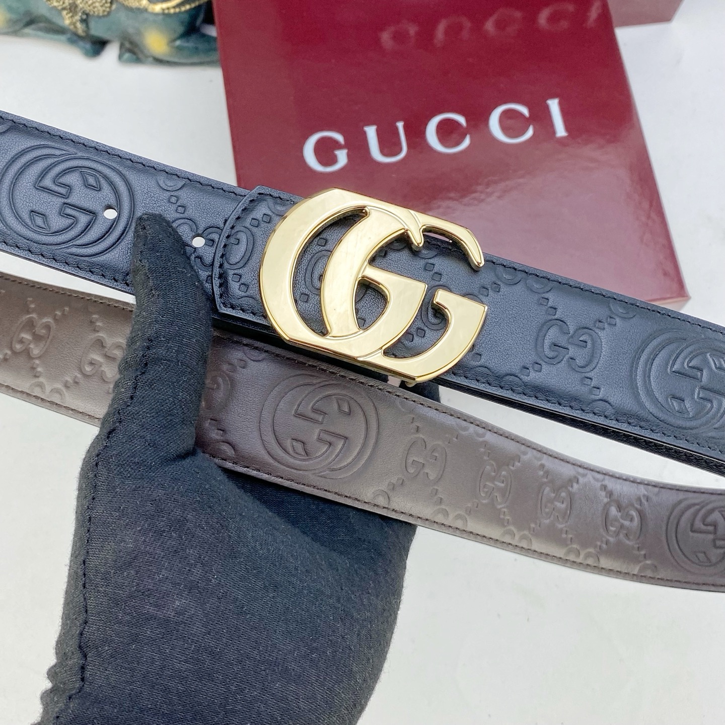 古奇💕 特种皮腰带系列 ，原厂五金精品不锈钢扣，手感柔软舒适 宽3.8CM。