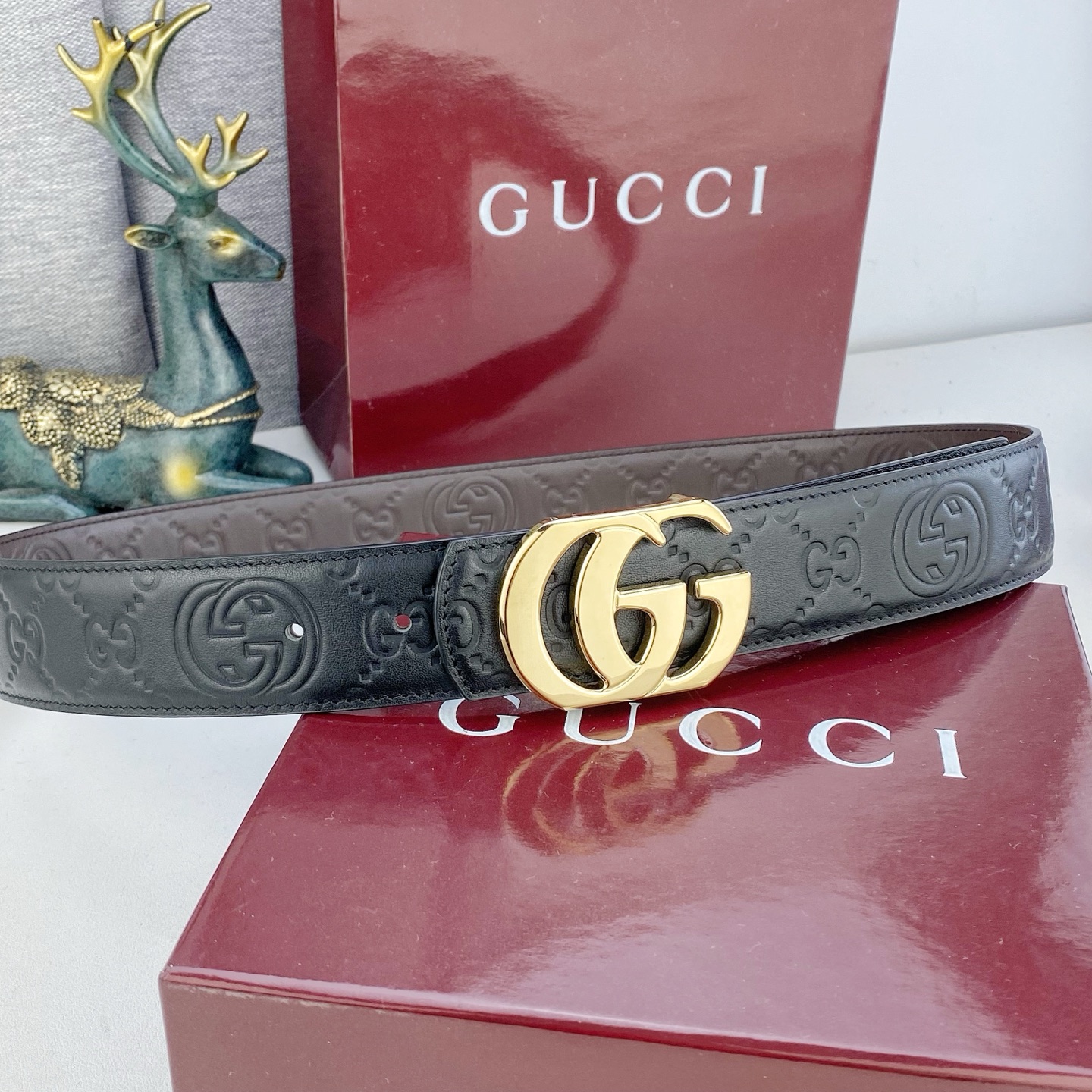 古奇💕 特种皮腰带系列 ，原厂五金精品不锈钢扣，手感柔软舒适 宽3.8CM。