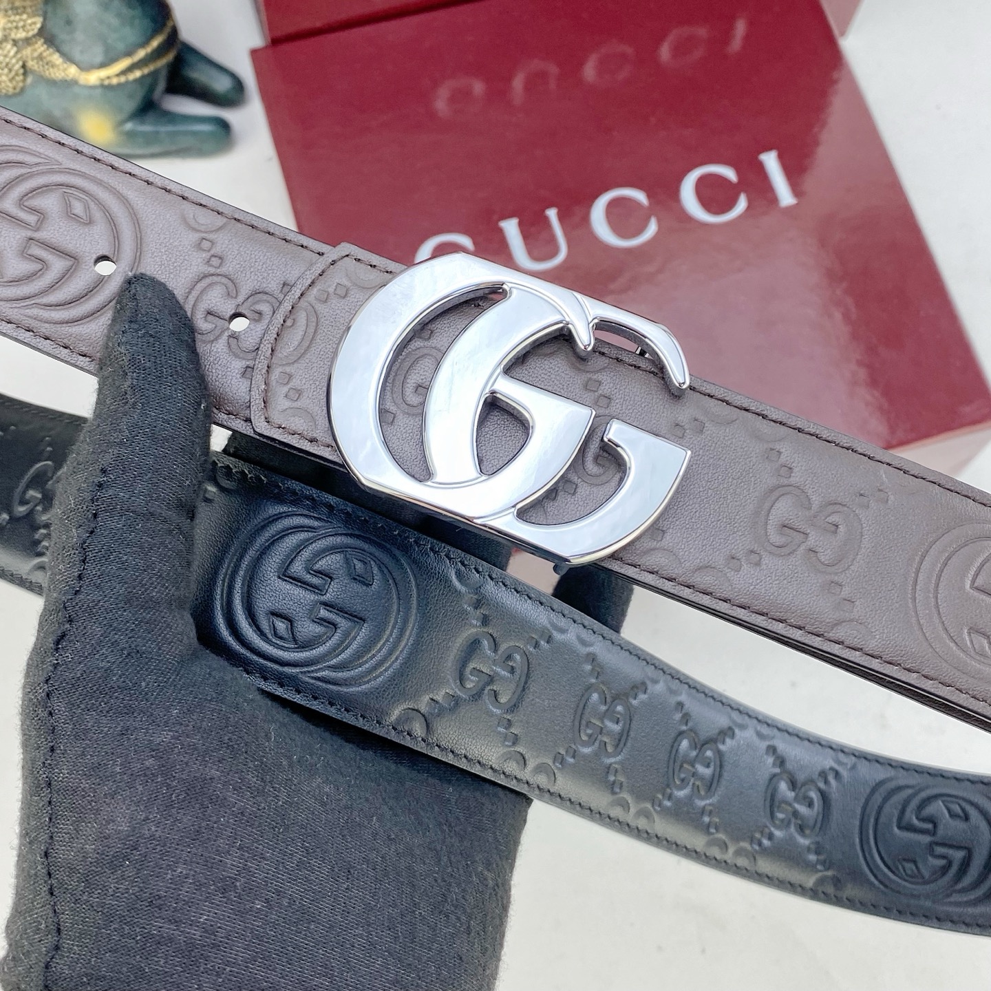 古奇💕 特种皮腰带系列 ，原厂五金精品不锈钢扣，手感柔软舒适 宽3.8CM。