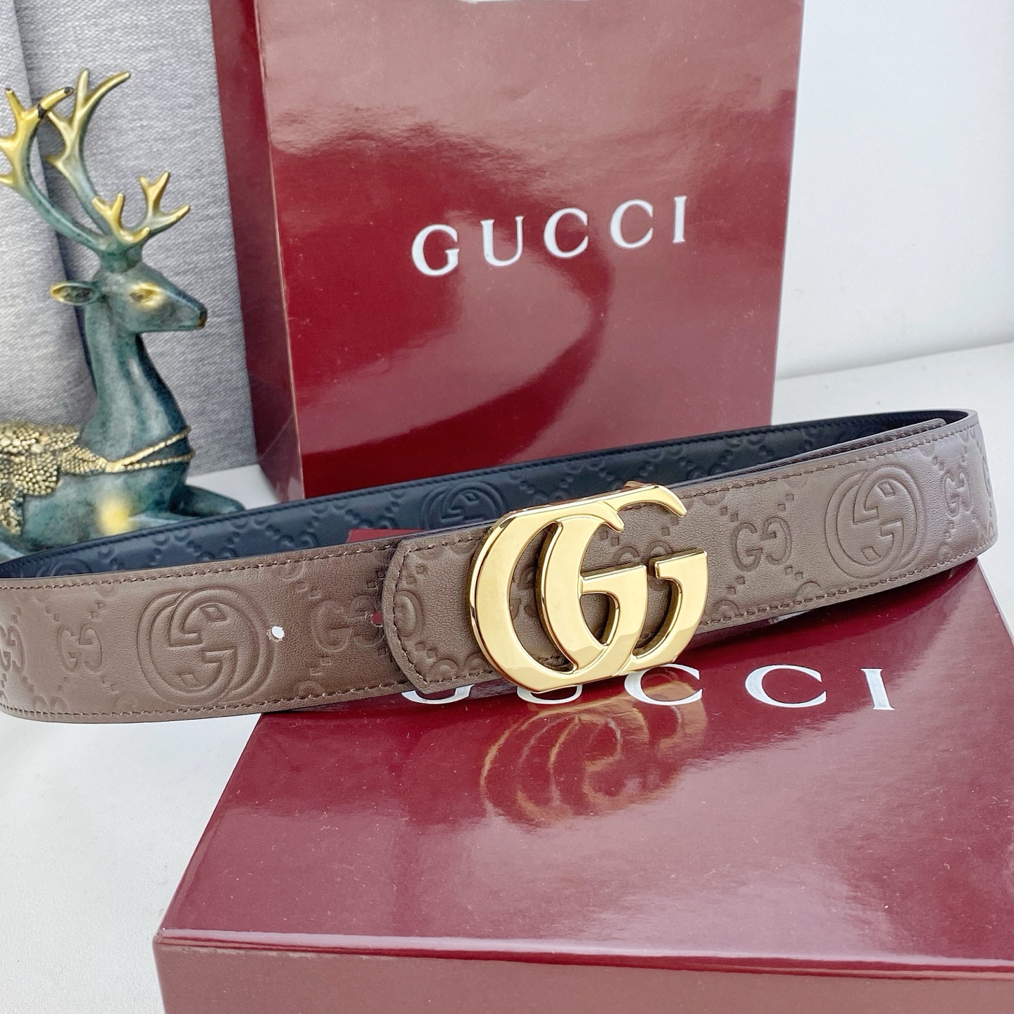 古奇💕 特种皮腰带系列 ，原厂五金精品不锈钢扣，手感柔软舒适 宽3.8CM。