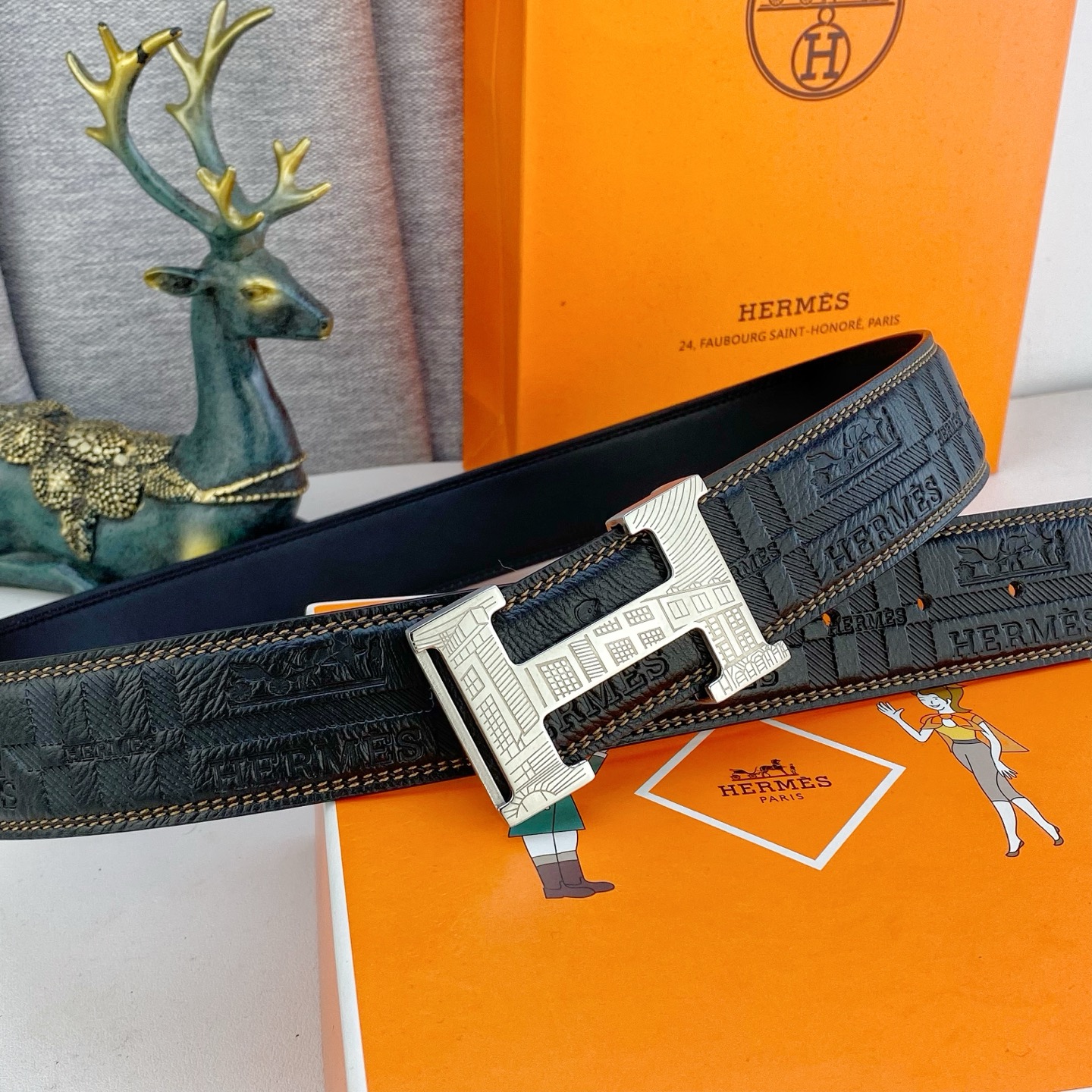 爱马仕💕 特种皮腰带系列 ，原厂五金精品不锈钢扣，手感柔软舒适 宽3.8CM。