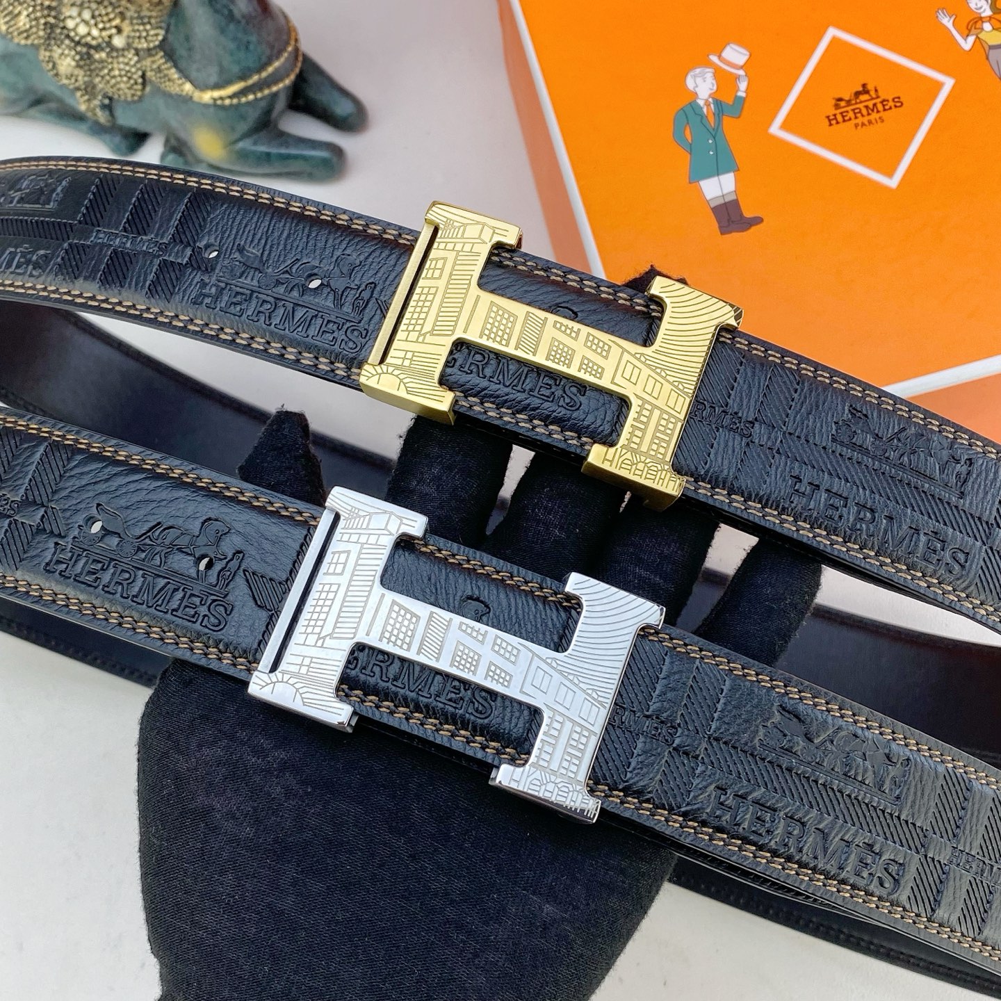 爱马仕💕 特种皮腰带系列 ，原厂五金精品不锈钢扣，手感柔软舒适 宽3.8CM。