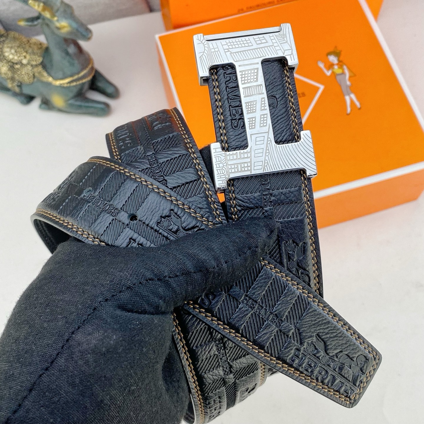 爱马仕💕 特种皮腰带系列 ，原厂五金精品不锈钢扣，手感柔软舒适 宽3.8CM。