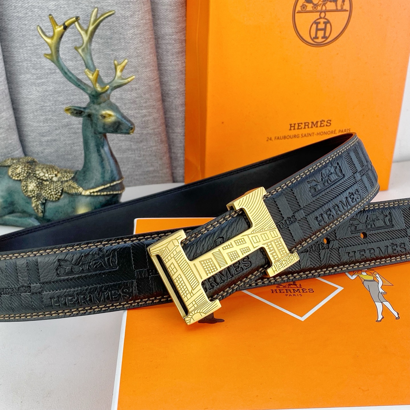 爱马仕💕 特种皮腰带系列 ，原厂五金精品不锈钢扣，手感柔软舒适 宽3.8CM。