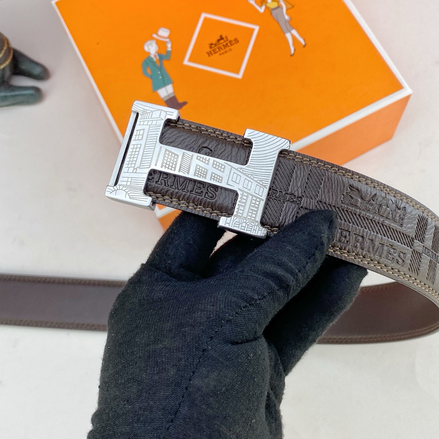 爱马仕💕 特种皮腰带系列 ，原厂五金精品不锈钢扣，手感柔软舒适 宽3.8CM。