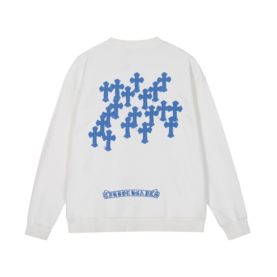 克罗心 CH 2025 牛仔布贴布绣工艺 秋冬新款原单专柜美式激光烧花3D立体彩绣情侣休闲卫衣 最高版本!定制面料430克牛肚毛圈面料!美式酸洗做旧原身布激光烧花✟贴布绣 字母精致刺绣! 专柜热销款 身穿着非常舒适 辅料:开模原版过鉴定领标➕100%真丝洗水标.正品代购级原版吊牌➕配套吊绳➕3D吊粒➕原版包装袋 工艺:原版一致走线!袖窿对版手法 最高版本! 颜色 白色 黑色