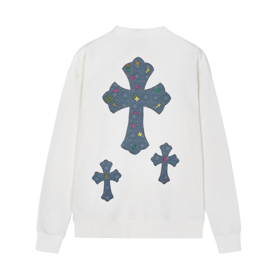 克罗心 CH 2025 贴布绣➕彩色五金烫钻工艺 秋冬新款原单专柜美式激光烧花3D立体彩绣情侣休闲卫衣 最高版本!定制面料430克牛肚毛圈面料!美式酸洗做旧原身布激光烧花✟贴布绣 字母精致刺绣! 专柜热销款 身穿着非常舒适 辅料:开模原版过鉴定领标➕100%真丝洗水标.正品代购级原版吊牌➕配套吊绳➕3D吊粒➕原版包装袋 工艺:原版一致走线!袖窿对版手法 最高版本! 颜色 白色 黑色