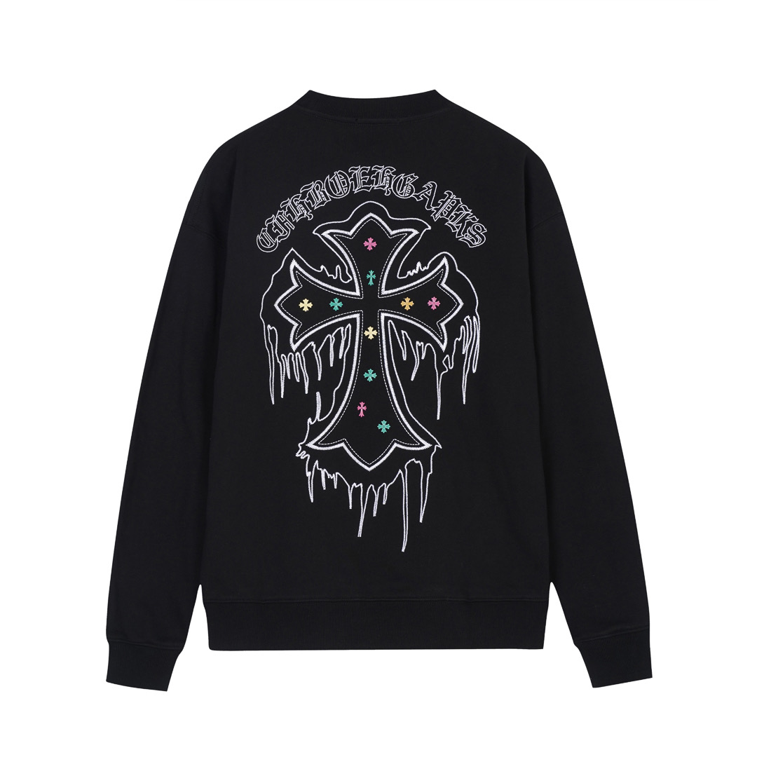 克罗心 CH 2025 万针刺绣➕彩色五金烫钻工艺 秋冬新款原单专柜美式激光烧花3D立体彩绣情侣休闲卫衣 最高版本!定制面料430克牛肚毛圈面料!美式酸洗做旧原身布激光烧花✟贴布绣 字母精致刺绣! 专柜热销款 身穿着非常舒适 辅料:开模原版过鉴定领标➕100%真丝洗水标.正品代购级原版吊牌➕配套吊绳➕3D吊粒➕原版包装袋 工艺:原版一致走线!袖窿对版手法 最高版本! 颜色 白色 黑色