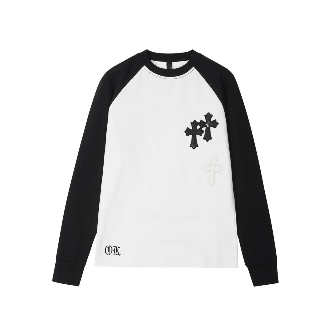 克罗心 CH 2025 黑白熊猫拼接荔枝纹贴皮绣花➕万针刺绣工艺 秋冬新款原单专柜美式激光烧花3D立体彩绣情侣休闲卫衣 最高版本!定制面料牛肚毛圈面料!美式酸洗做旧原身布激光烧花✟贴布绣 字母精致刺绣! 专柜热销款 身穿着非常舒适 辅料:开模原版过鉴定领标➕100%真丝洗水标.正品代购级原版吊牌➕配套吊绳➕3D吊粒➕原版包装袋 工艺:原版一致走线!袖窿对版手法 最高版本! 颜色 黑白拼接色