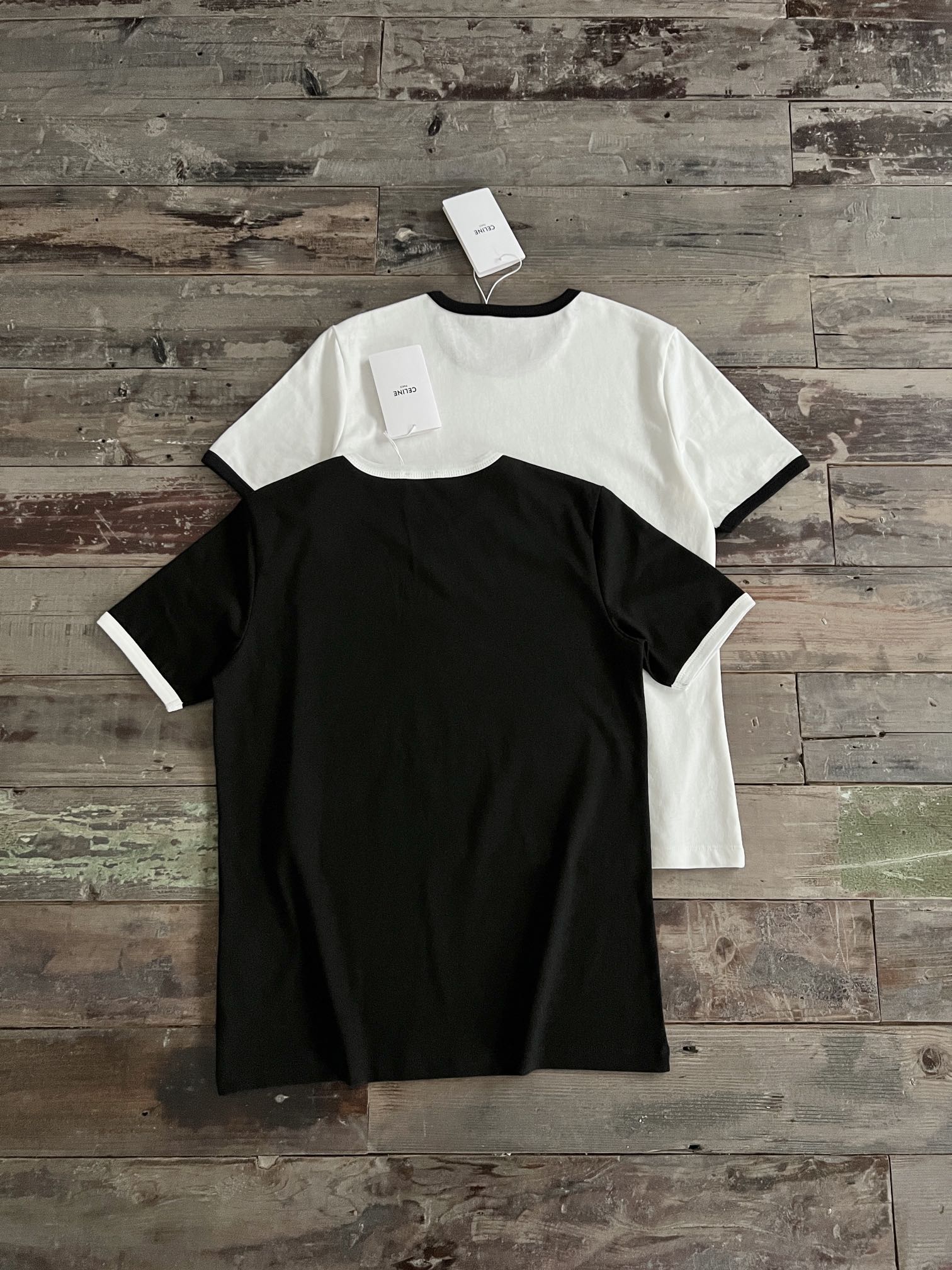 Celinee Women's Crew Neck T-Shirt Chain Blason Graphic Tee, Black and White 3 i1713345766 9763 6