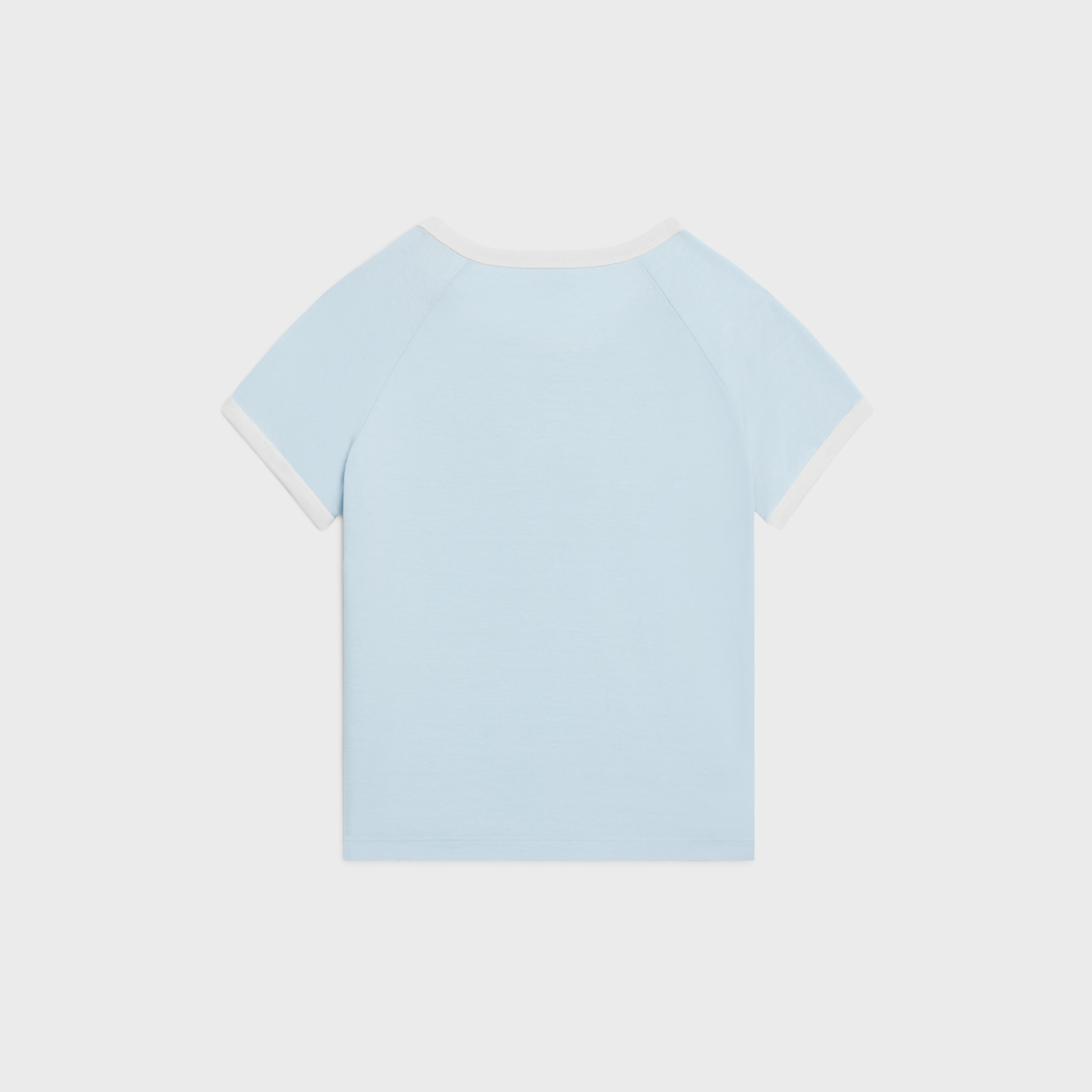 Celine Women's Blue Cotton Crew Neck T-Shirt with White Trim and Logo 3 i1747638237031 4816 0 1