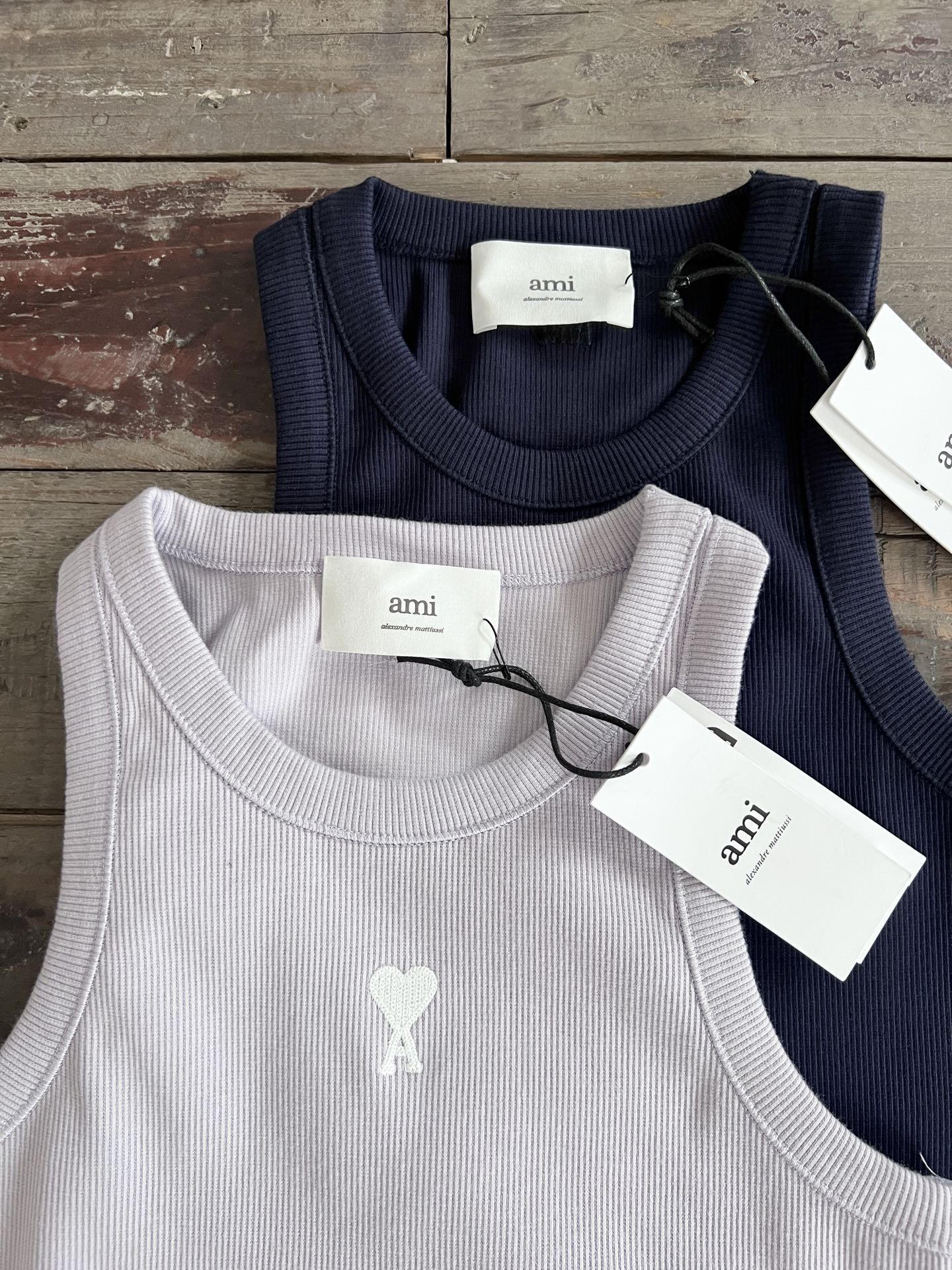 Ami Paris Women's Ami de Coeur Ribbed Knit Tank Top - Navy & Lilac 5 i1747901170423 3725 0 2
