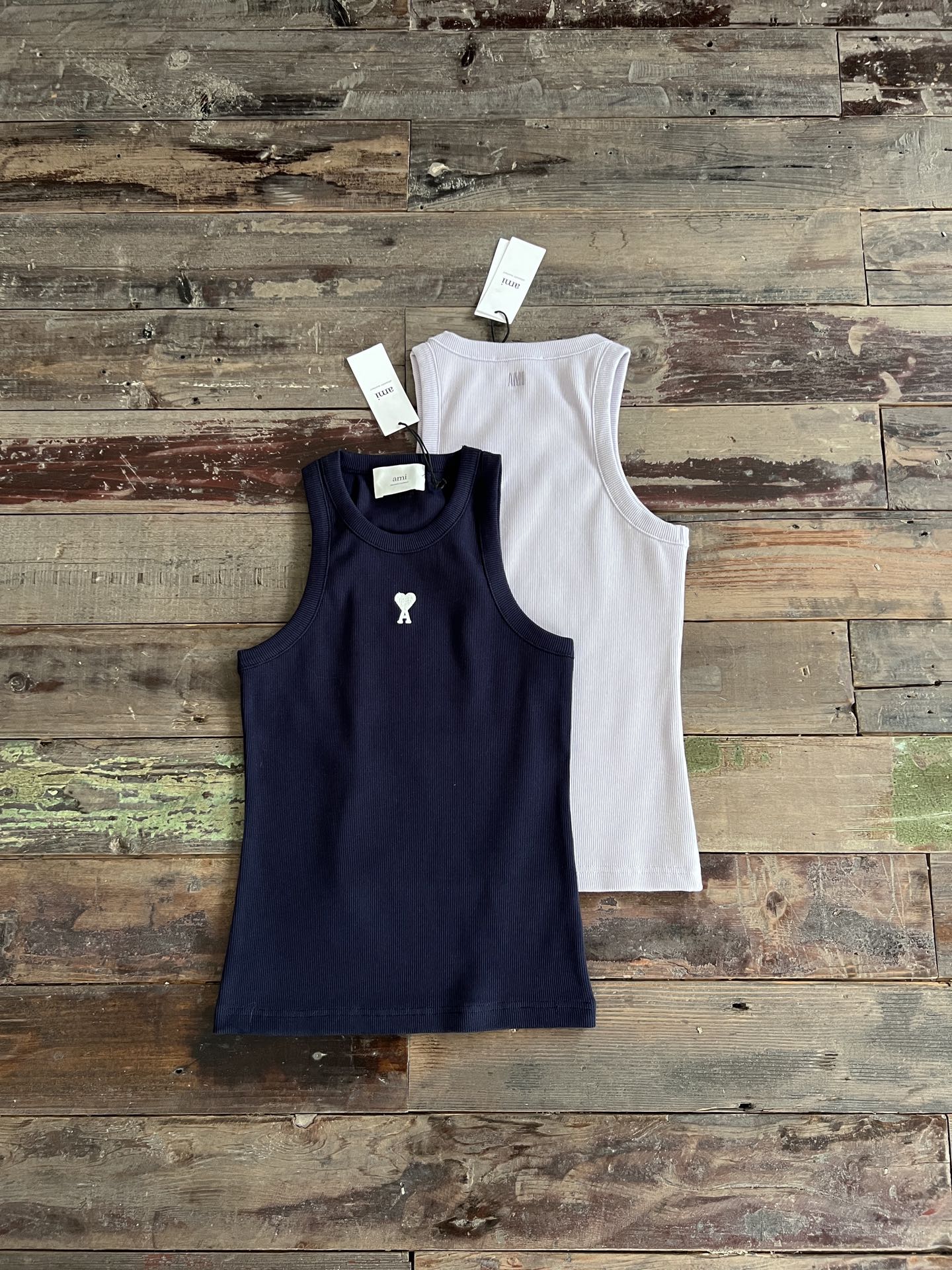 Ami Paris Women's Ami de Coeur Ribbed Knit Tank Top - Navy & Lilac 4 i1747901170447 7993 0 1