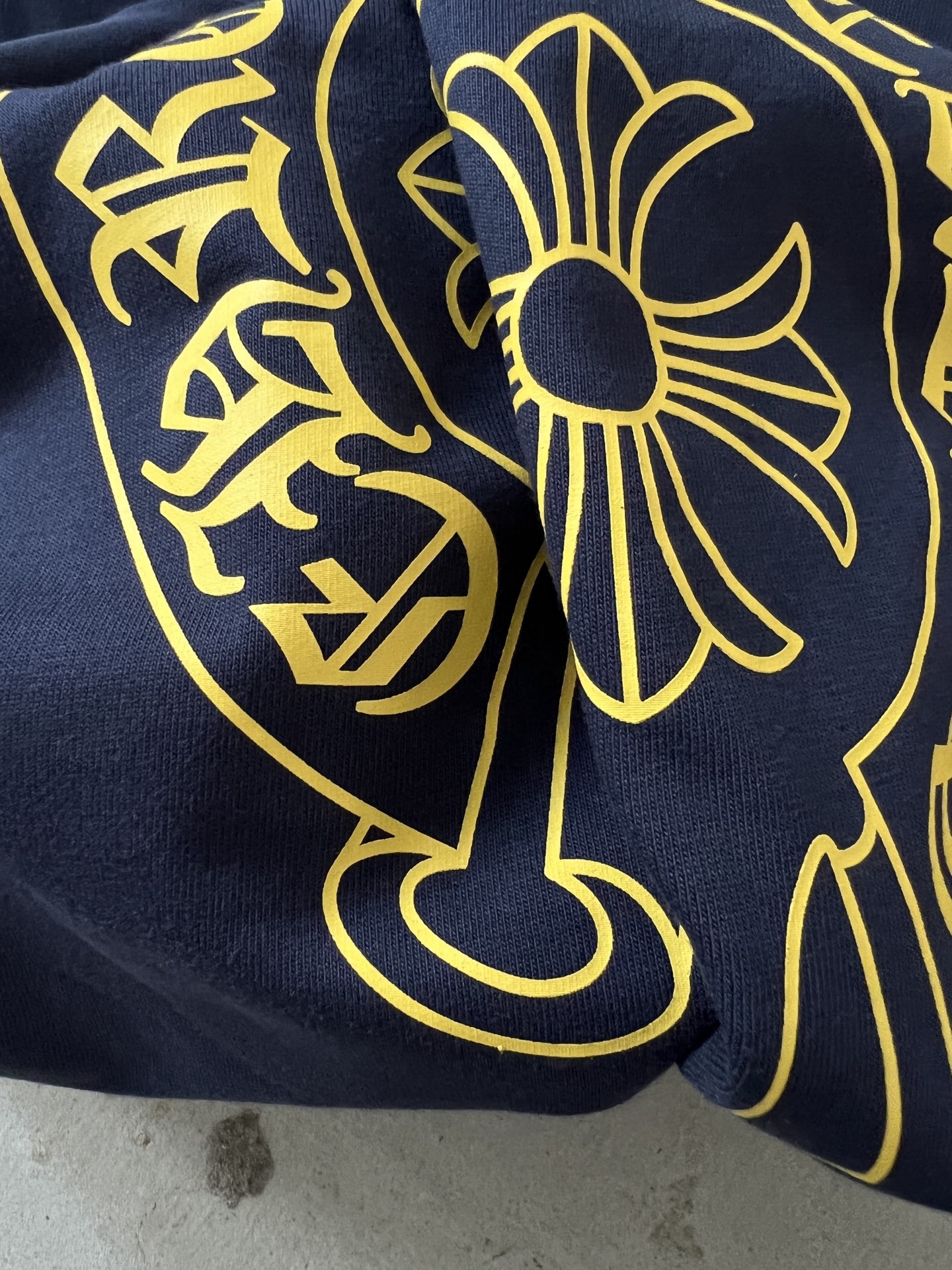 Chrome Hearts Women's Navy Crew Neck T-Shirt with Yellow Trim - S to XL 7 i1750639380508 2056 0 5