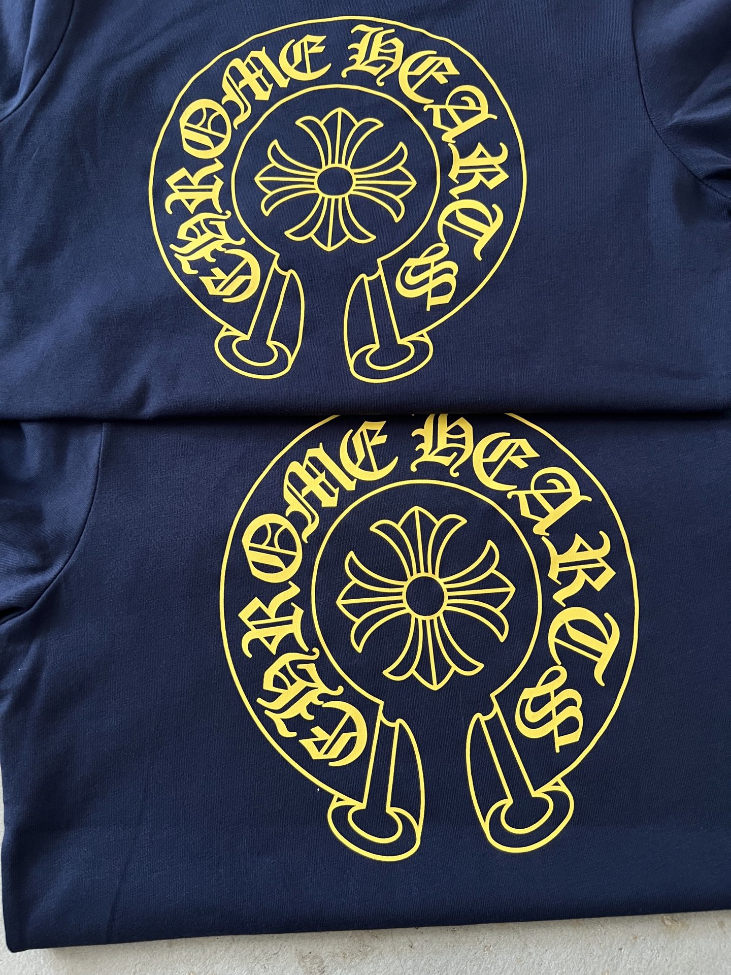 Chrome Hearts Women's Navy Crew Neck T-Shirt with Yellow Trim - S to XL 6 i1750639380508 2639 0 4