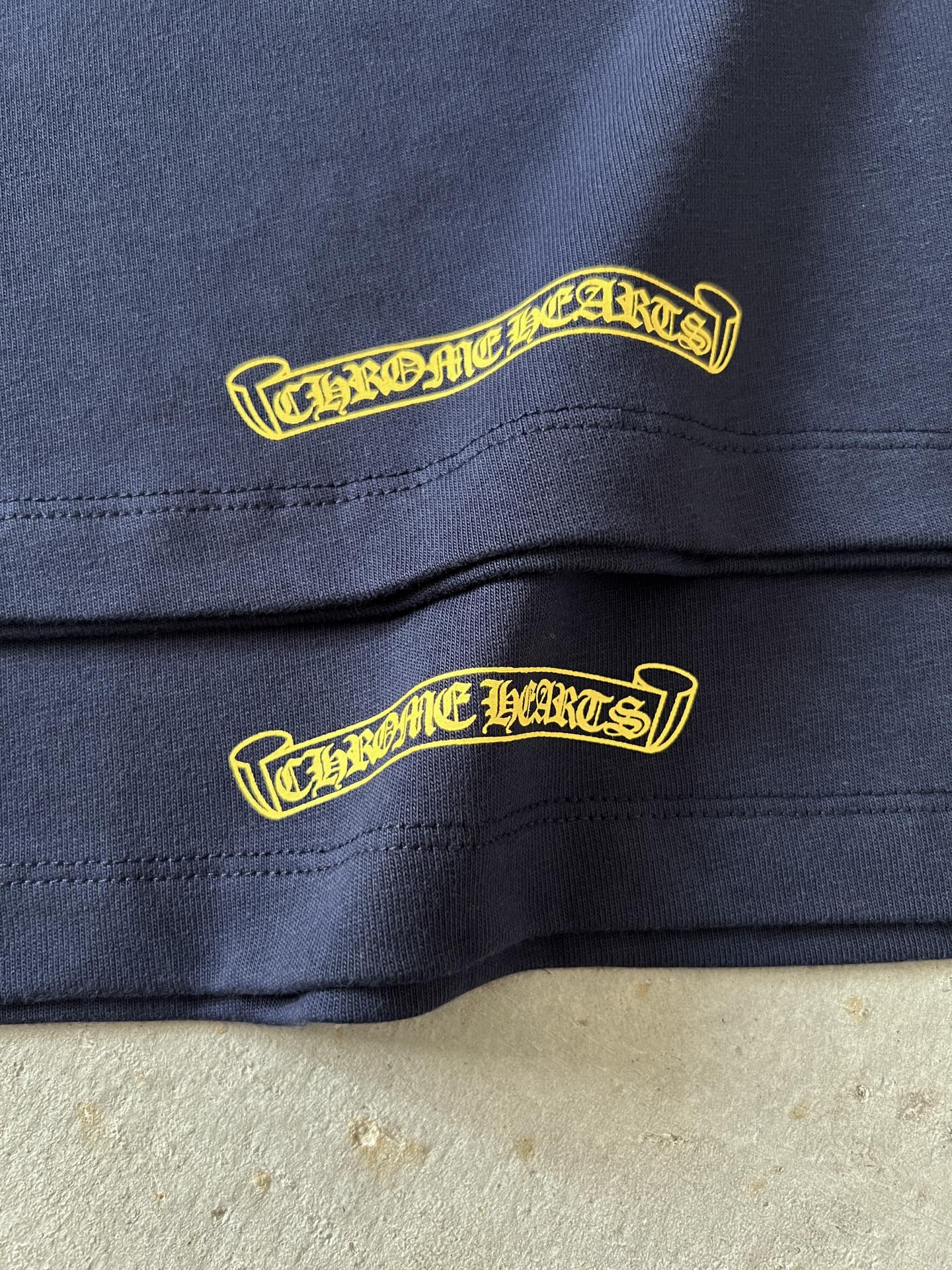 Chrome Hearts Women's Navy Crew Neck T-Shirt with Yellow Trim - S to XL 8 i1750639380508 7189 0 6