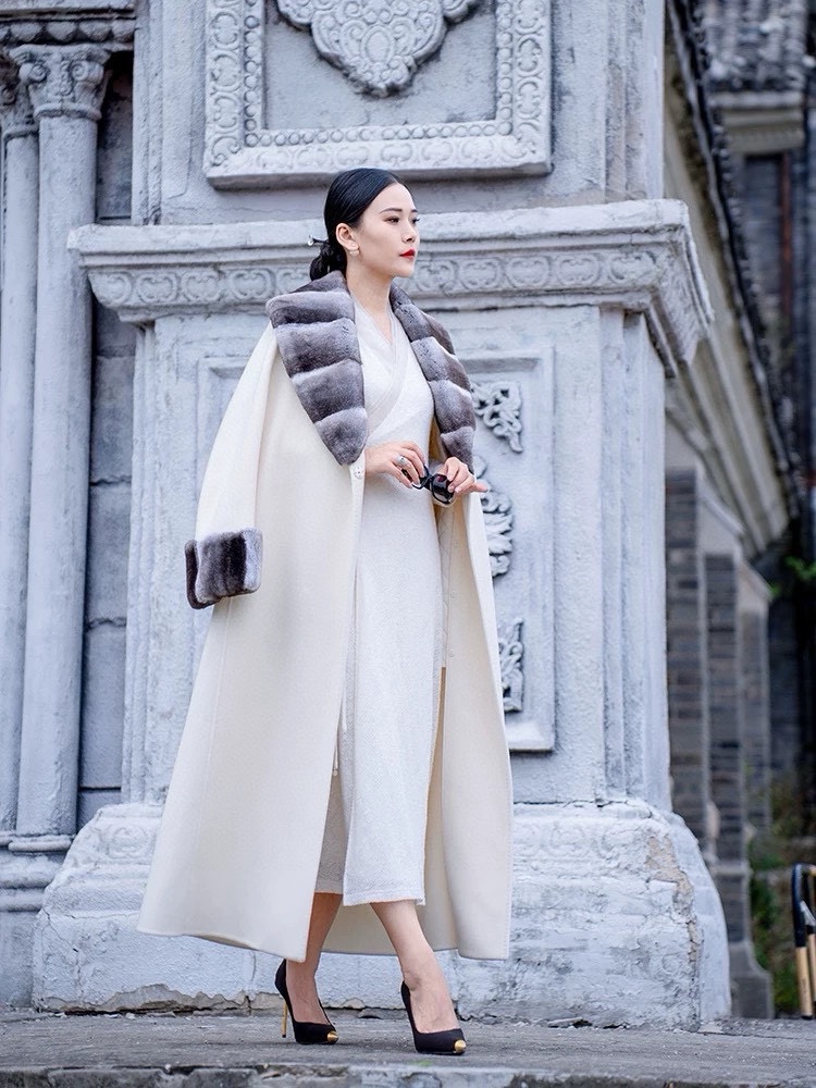 Luxurious Women’s Outfits: Double-Faced Wool Coats with Rabbit Hair, Soft, Warm, and Stylish. - 图片 2