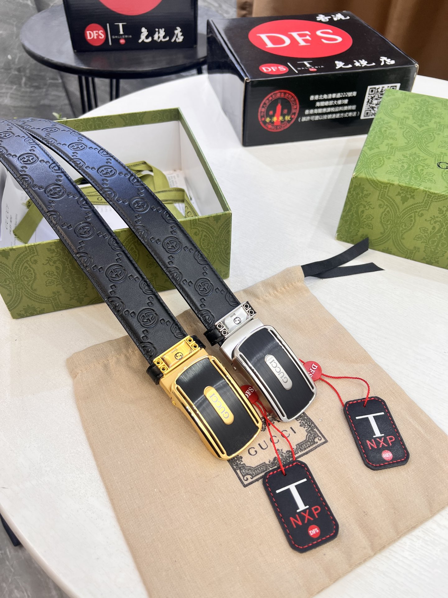 古奇GUCCi自动扣皮带 新款 GG压花头层牛皮 顶级品质商务正装 古奇自动皮带滑轨手感柔软