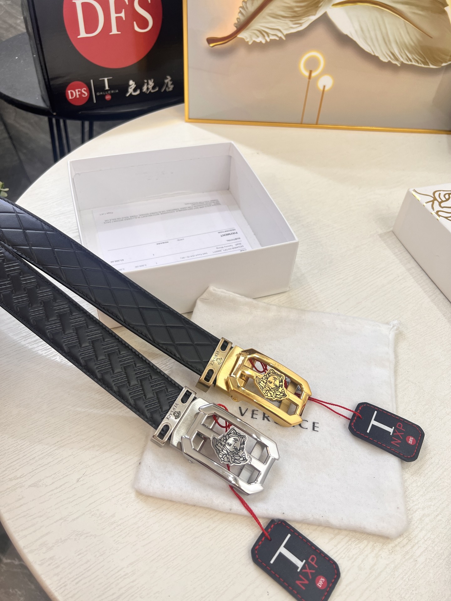 范思哲自动扣皮带 自动滑轨手感柔软 美人头自动精钢内穿五金