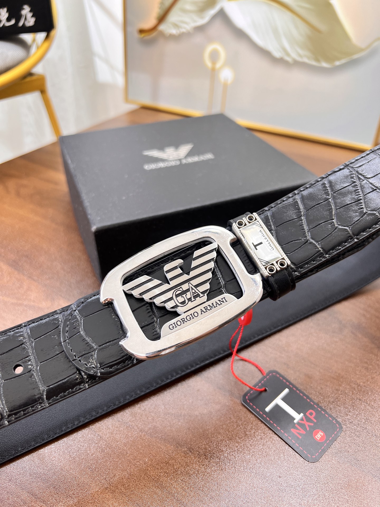 小主推荐 实物拍摄 阿玛尼皮带 2025年新款 原厂鳄鱼纹鸵鸟纹头层牛皮