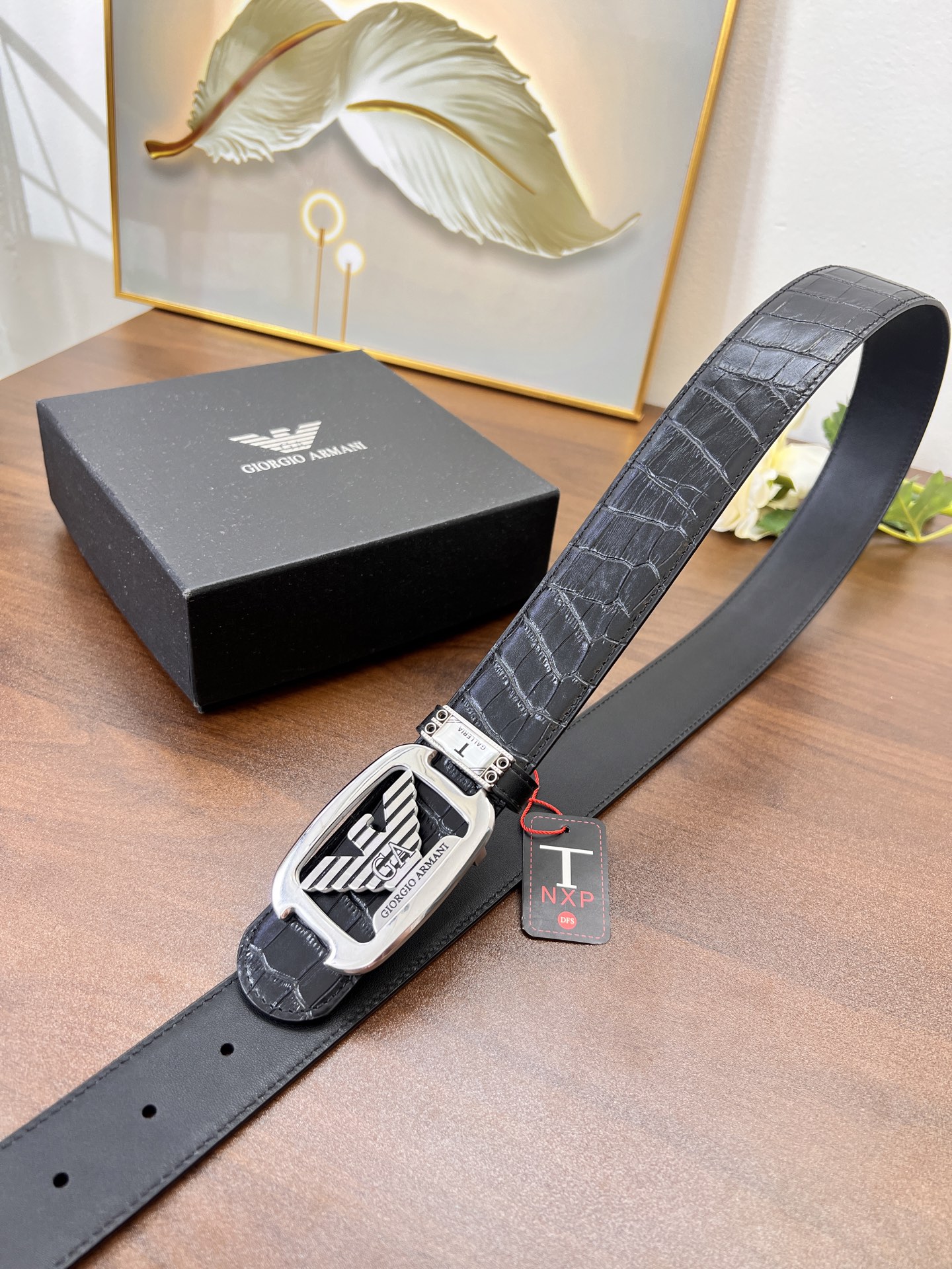 小主推荐 实物拍摄 阿玛尼皮带 2025年新款 原厂鳄鱼纹鸵鸟纹头层牛皮