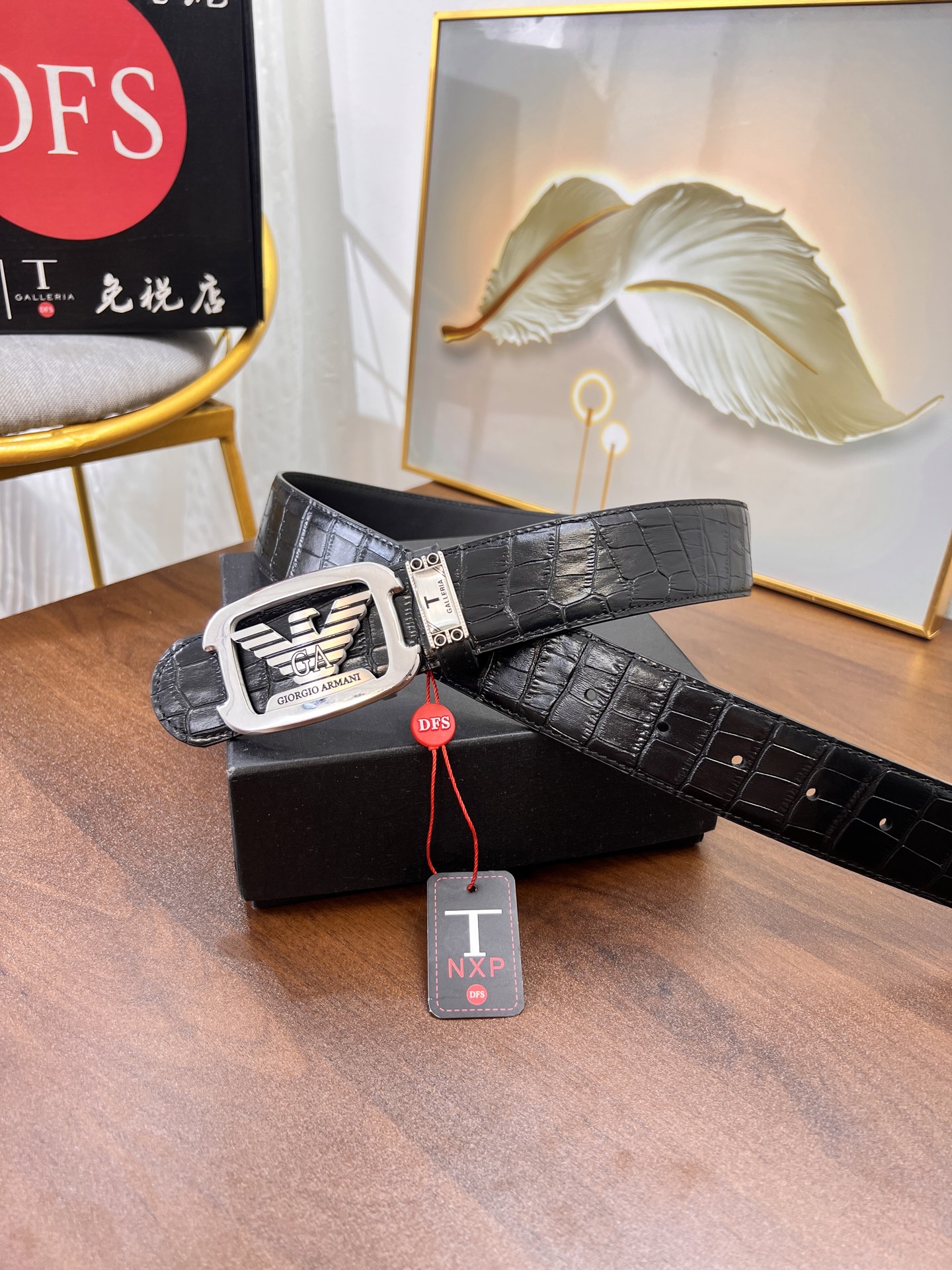 小主推荐 实物拍摄 阿玛尼皮带 2025年新款 原厂鳄鱼纹鸵鸟纹头层牛皮