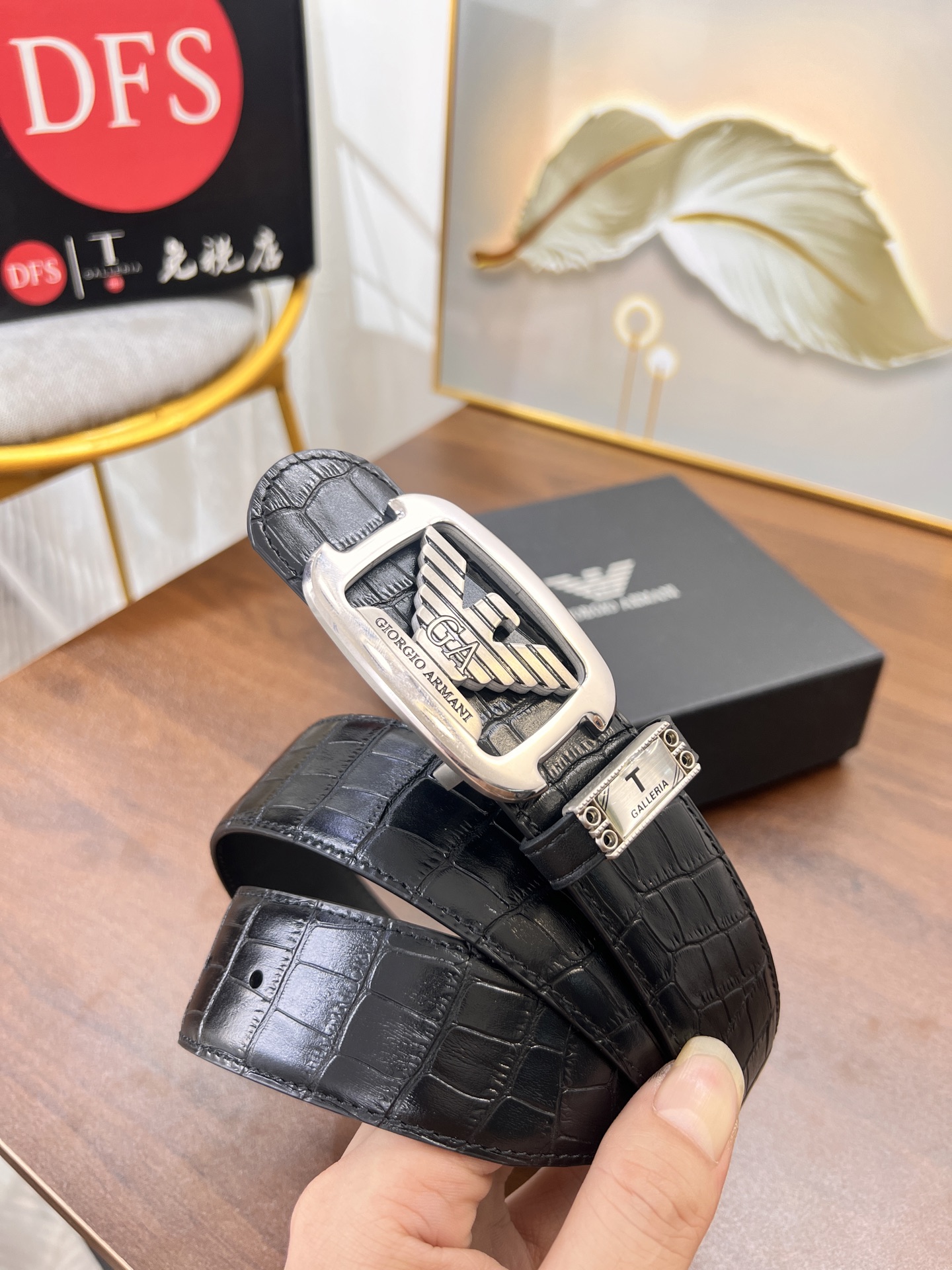 小主推荐 实物拍摄 阿玛尼皮带 2025年新款 原厂鳄鱼纹鸵鸟纹头层牛皮