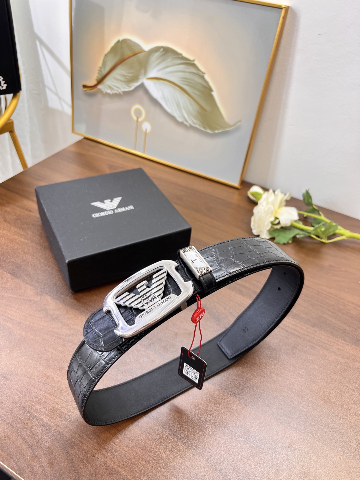 小主推荐 实物拍摄 阿玛尼皮带 2025年新款 原厂鳄鱼纹鸵鸟纹头层牛皮