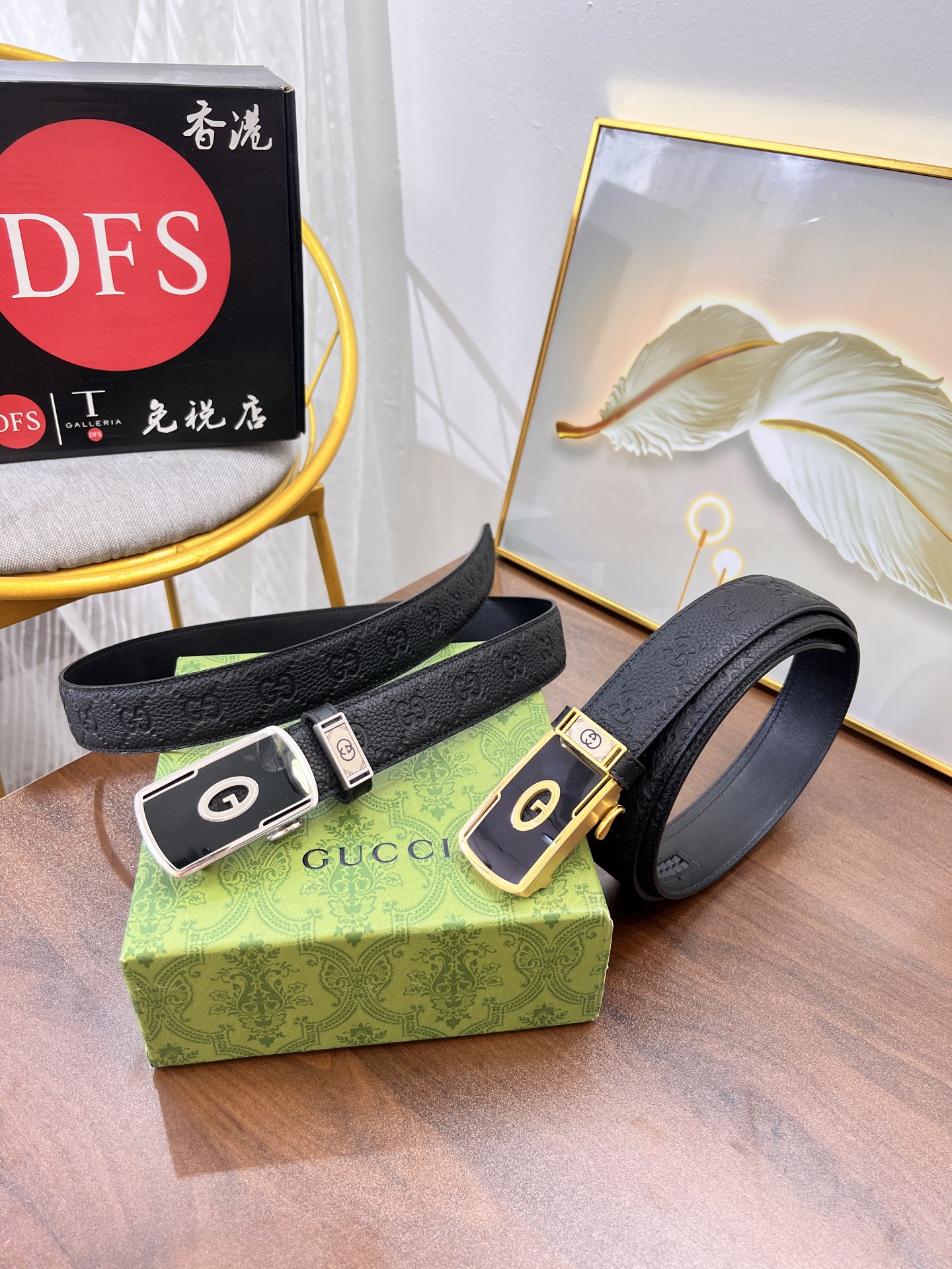 古奇GUCCi自动扣皮带 最新款 压花头层牛皮 顶级品质商务正装 古奇自动皮带滑轨手感柔软 自动精钢外穿五金 宽度3 5cm
