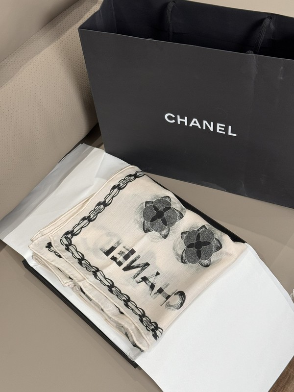 Chanel Scarf White Cashmere