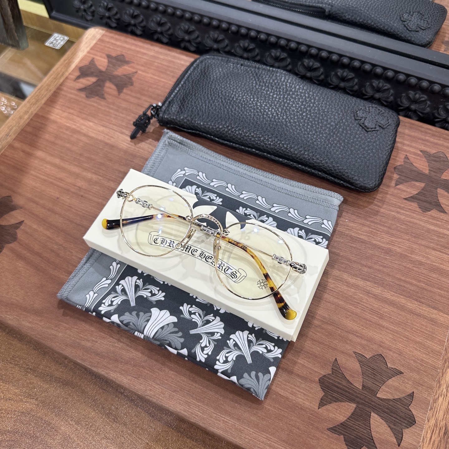 Chrome hearts 925 silver round frame glasses