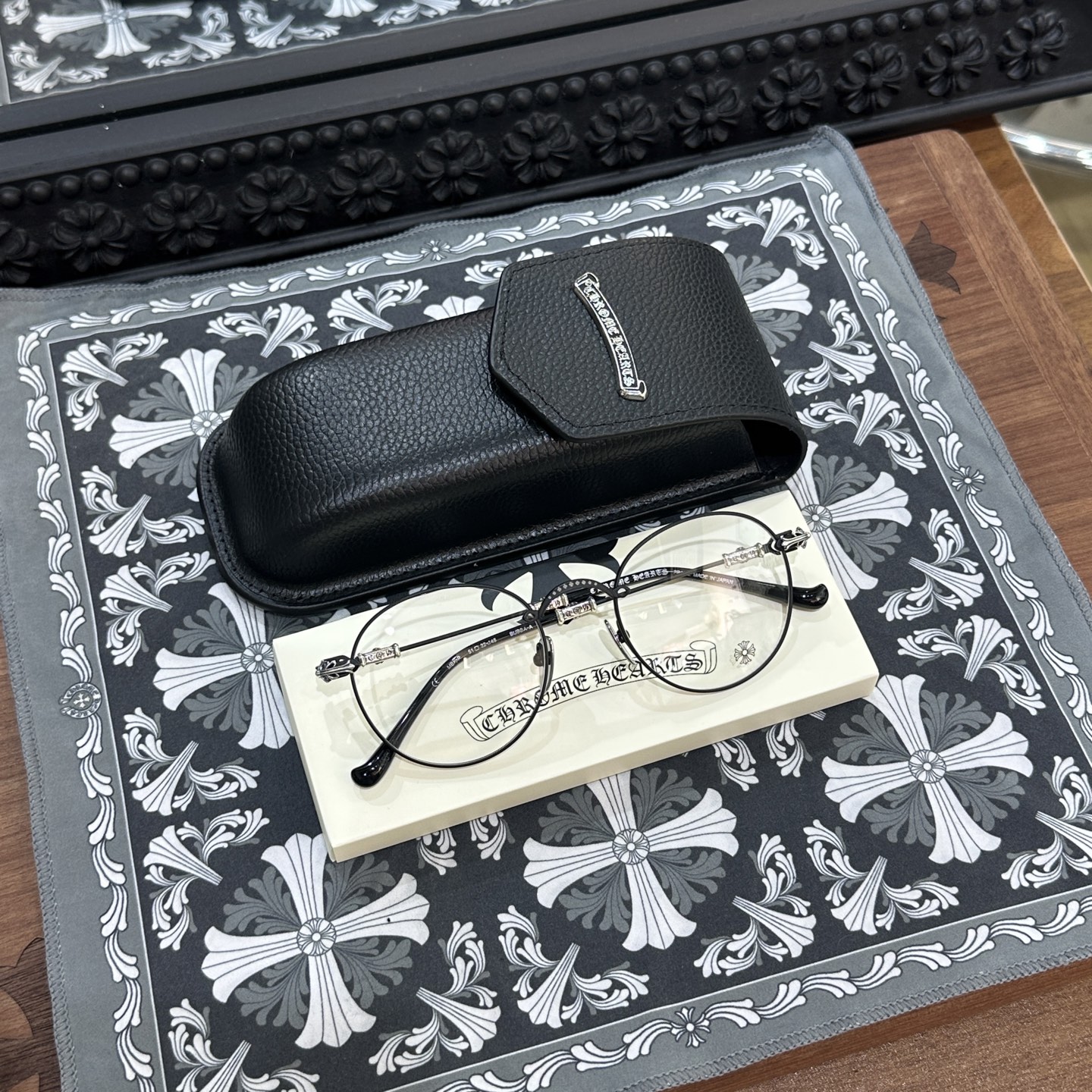 Chrome hearts 925 silver round frame glasses