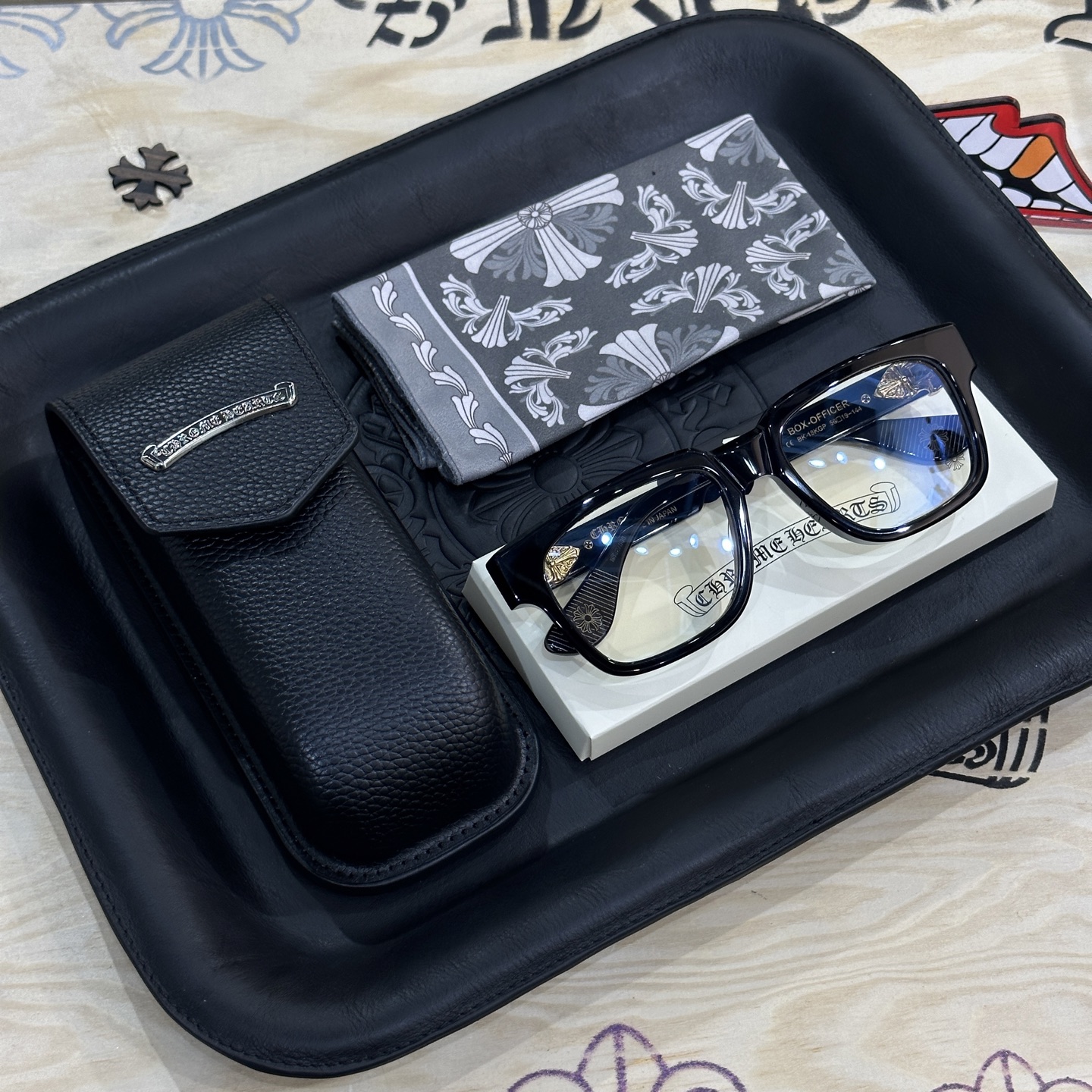 Chrome hearts 925 silver sword pattern acetate glasses