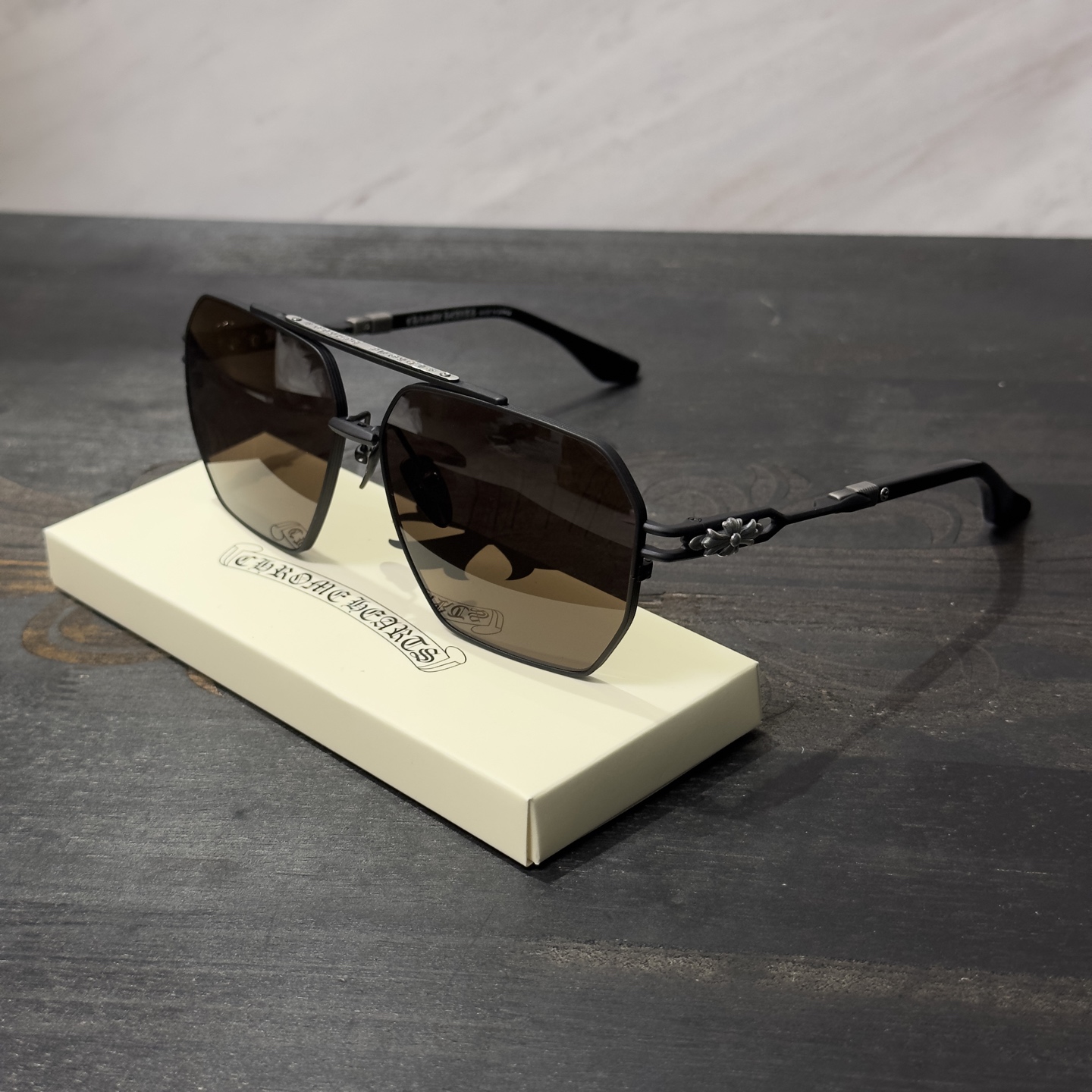 New Chrome Hearts 925 Silver Large Square Sunglasses