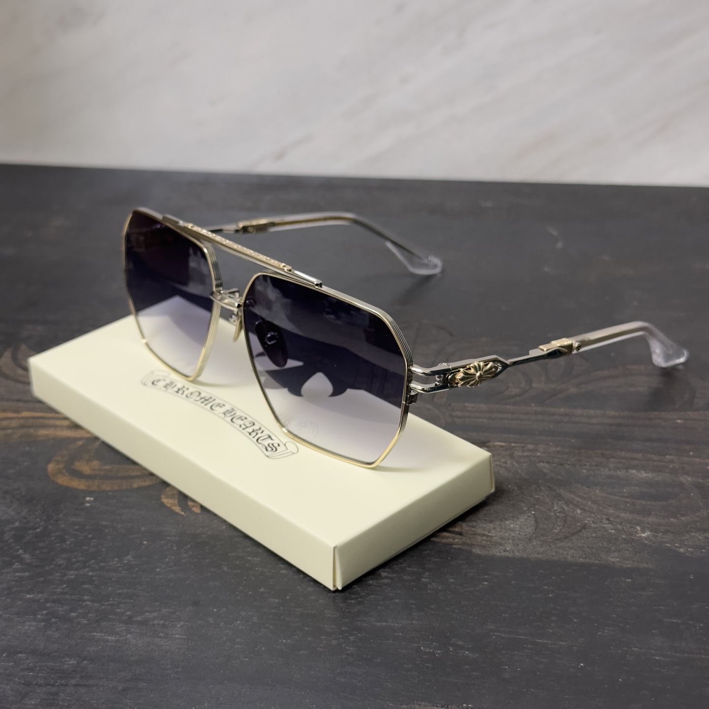 New Chrome Hearts 925 Silver Large Square Sunglasses