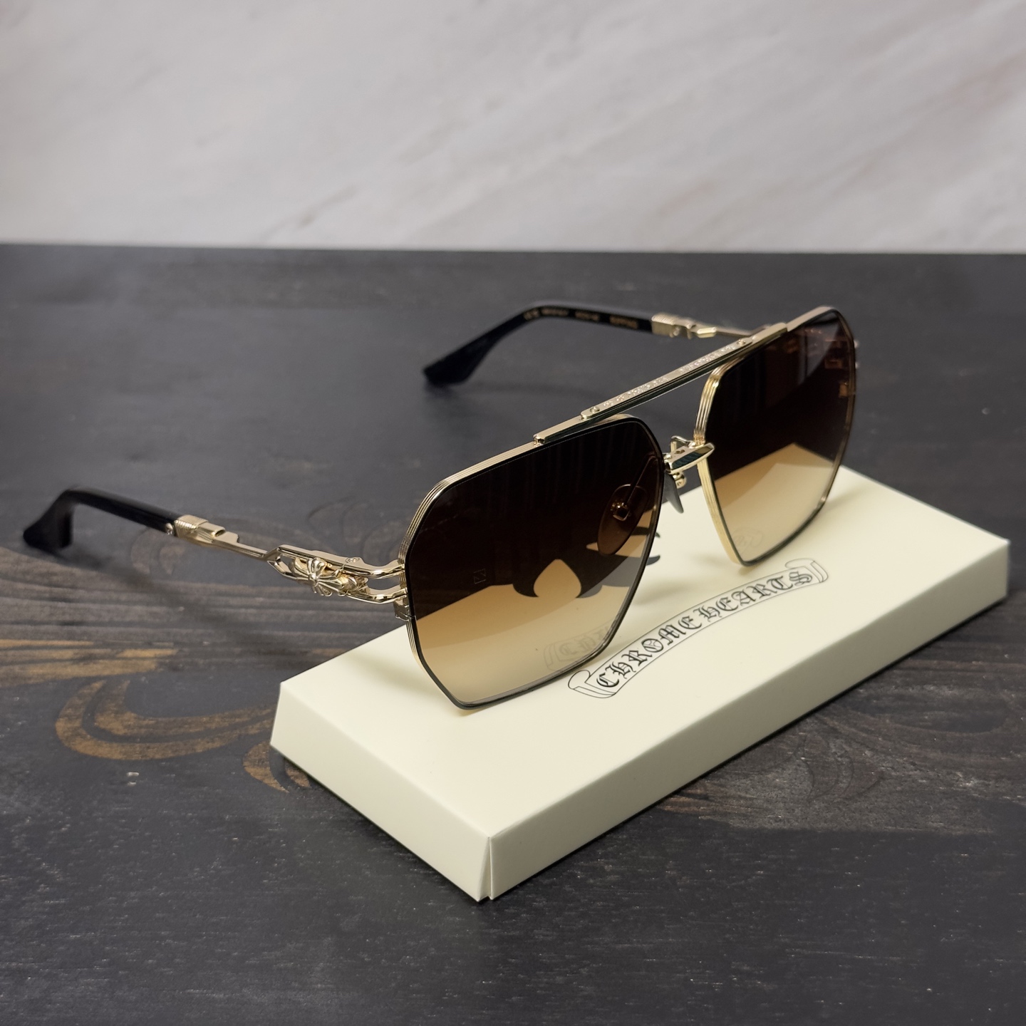 New Chrome Hearts 925 Silver Large Square Sunglasses