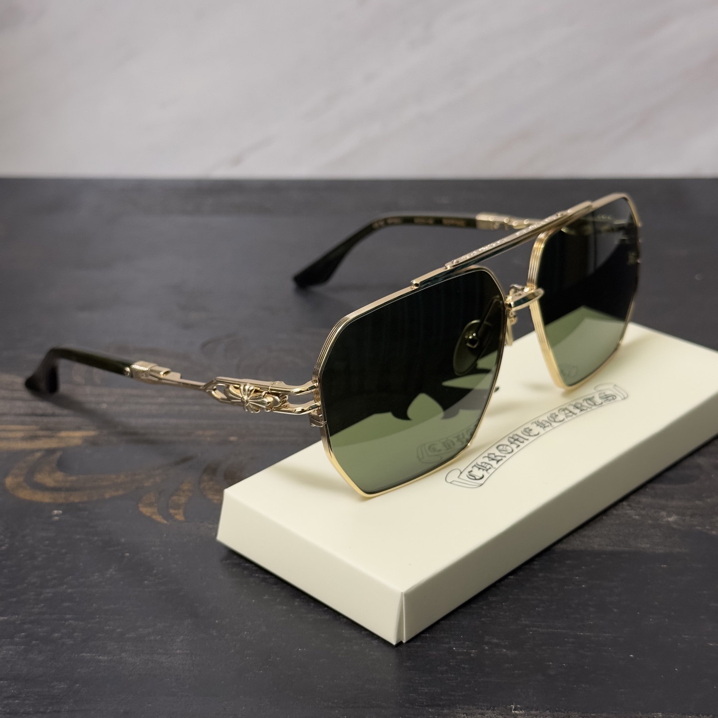 New Chrome Hearts 925 Silver Large Square Sunglasses