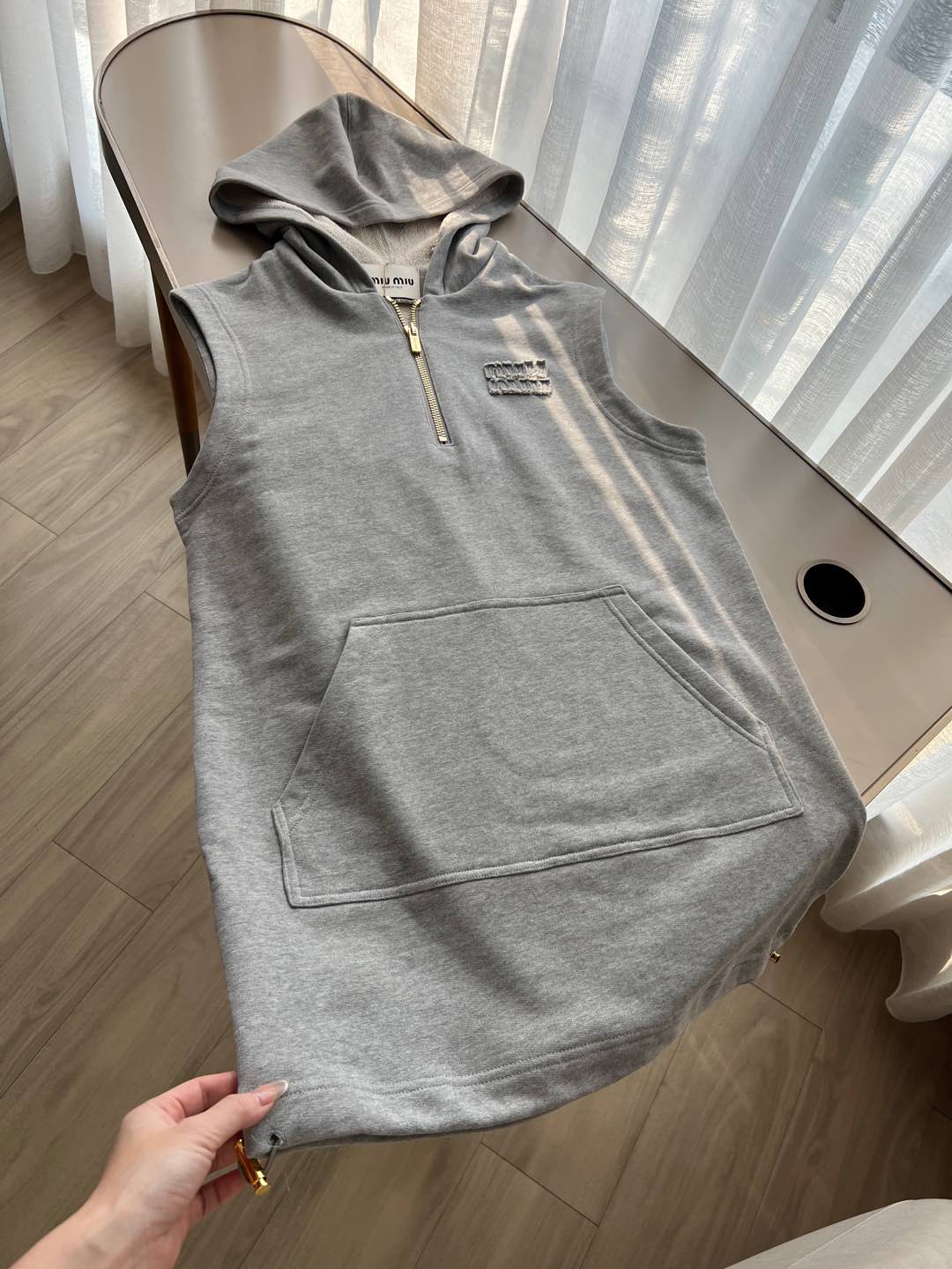 NO:307164,【Miu cotton hooded dress】 Color gray Size SML, Miumiu, skirts, hats, alexander wang19860909【Miu棉质连帽连衣裙】 颜色灰色 尺码SML,,miumiu,skirts,hats,alexander wang,Women's clothing