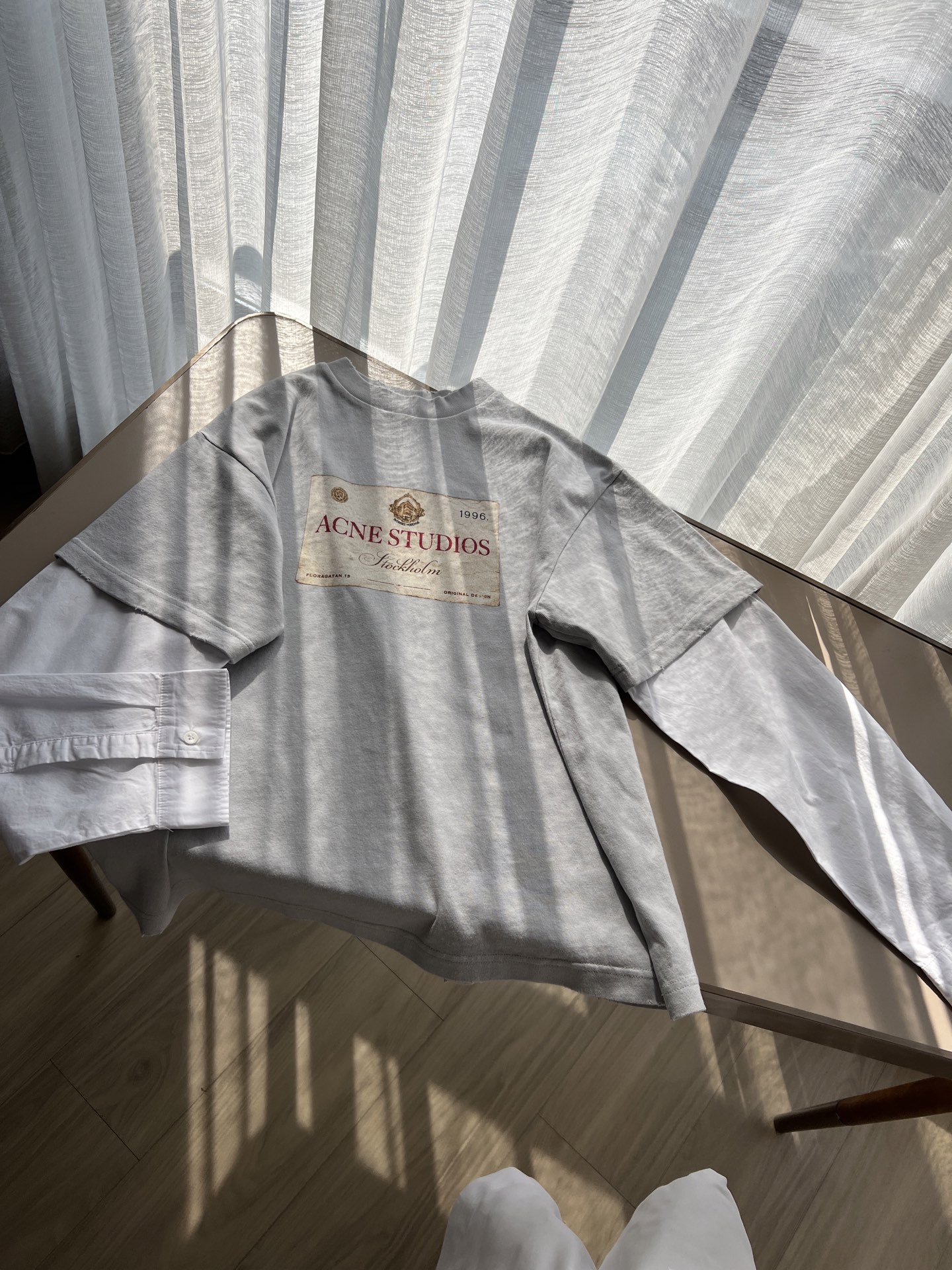 NO:307170,【Acne fake two-piece long sleeve】 Color gray Size SML, acne studios, alexander wang19860909【Acne假两件长袖】 颜色灰色 尺码SML,,acne studios,alexander wang,Women's clothing