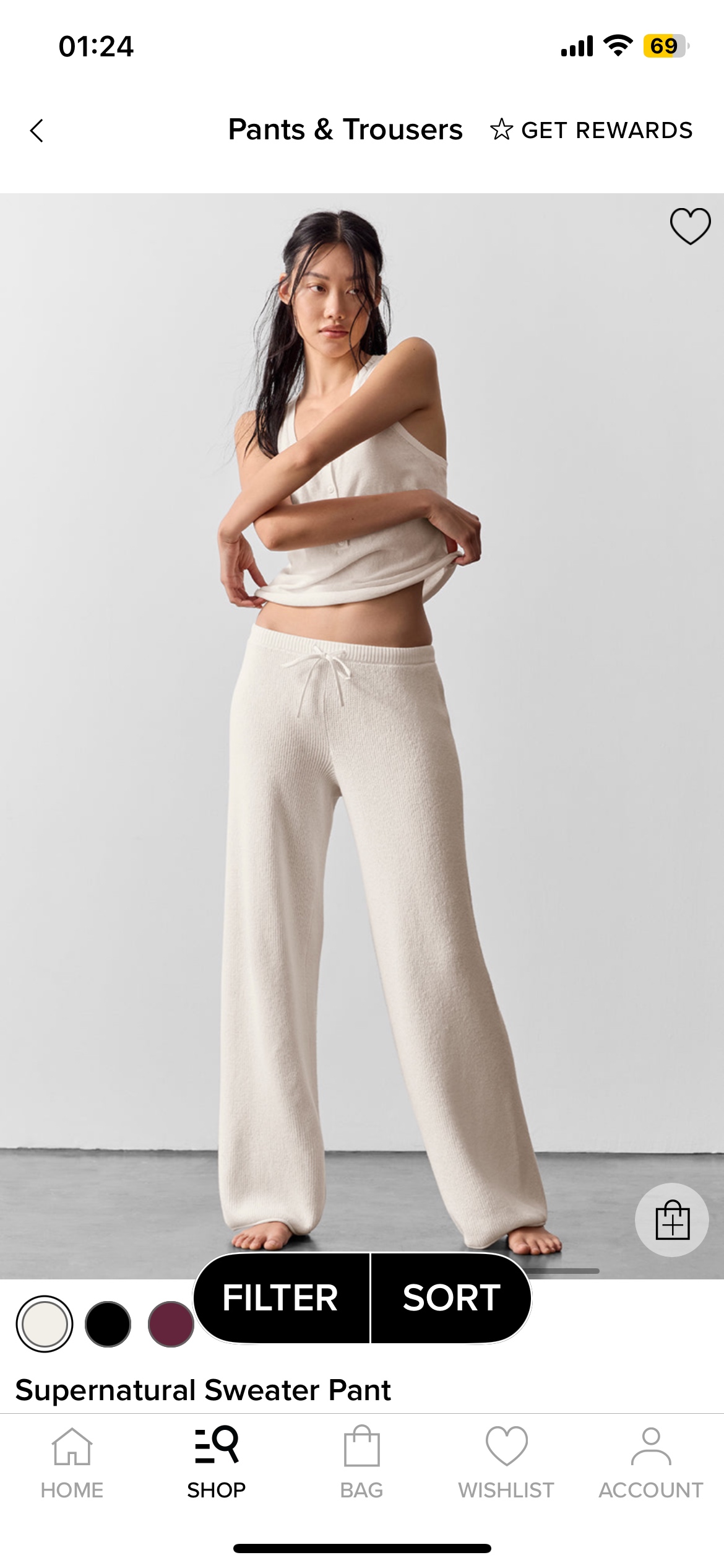 Alo Supernatural Sweater Pant men s bottoms lounge ivory yoga