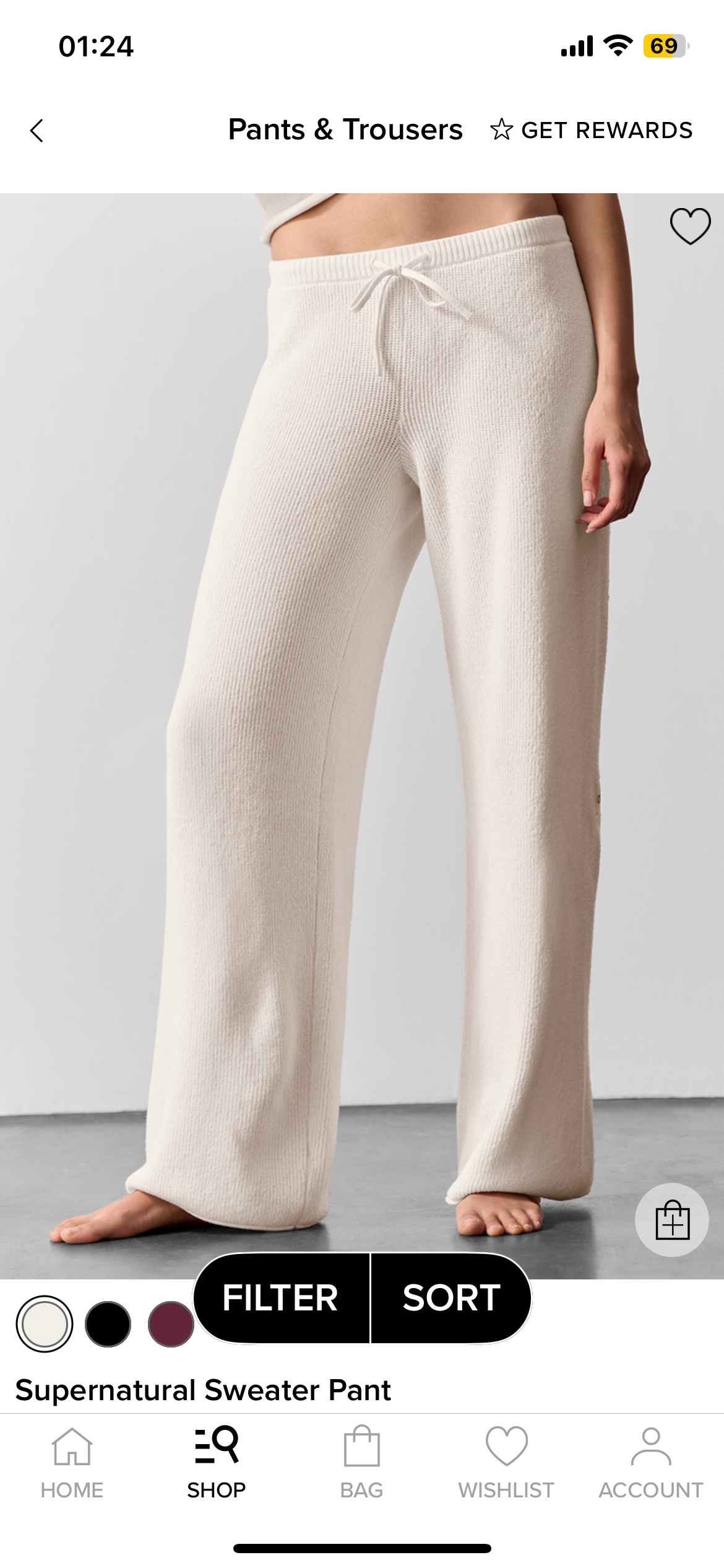 Alo Supernatural Sweater Pant men s bottoms lounge ivory yoga