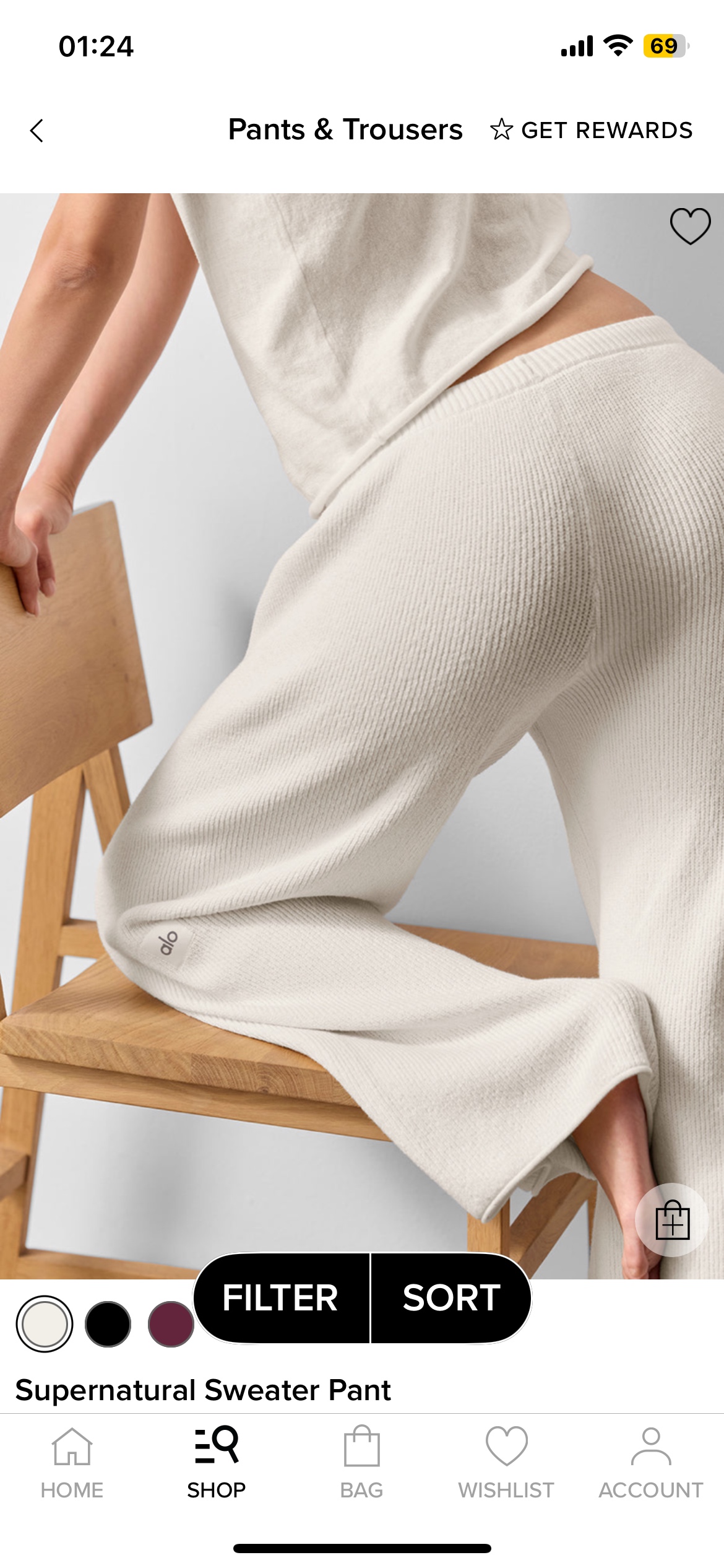 Alo Supernatural Sweater Pant men s bottoms lounge ivory yoga