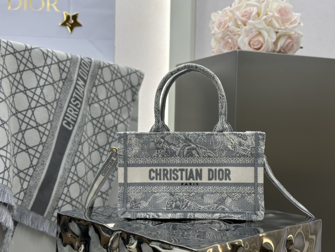 Dior Book Tote Handtaschen Umhängetaschen  & Schultertaschen Mini-Taschen Tragetaschen 2024 Replica Großhandel billige Verkäufe online
 Grau Stickerei Mini