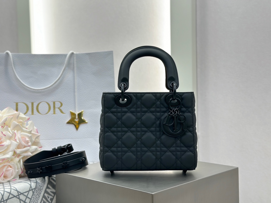 Dior Lady Taschen Handtaschen Umhängetaschen  & Schultertaschen Schwarz Rindsleder Frost